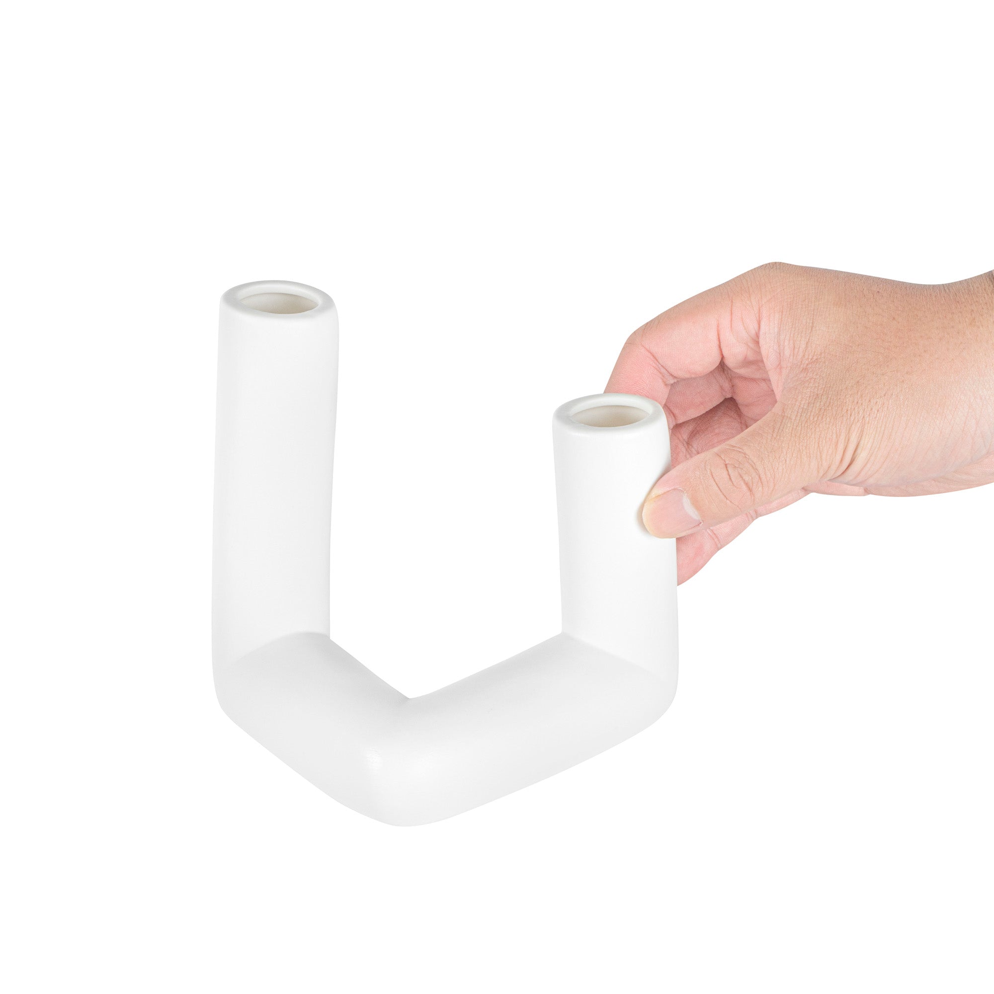 Table Art Rectangle White Ceramic Abstract Vase - 6 1/4'' x 5'' x 6'' - 1 count box