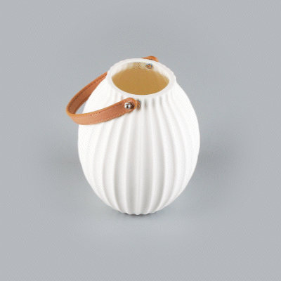 Table Art White Porcelain Lantern / Vase - with Handle - 6 1/4'' x 6 1/4'' x 8'' - 1 count box