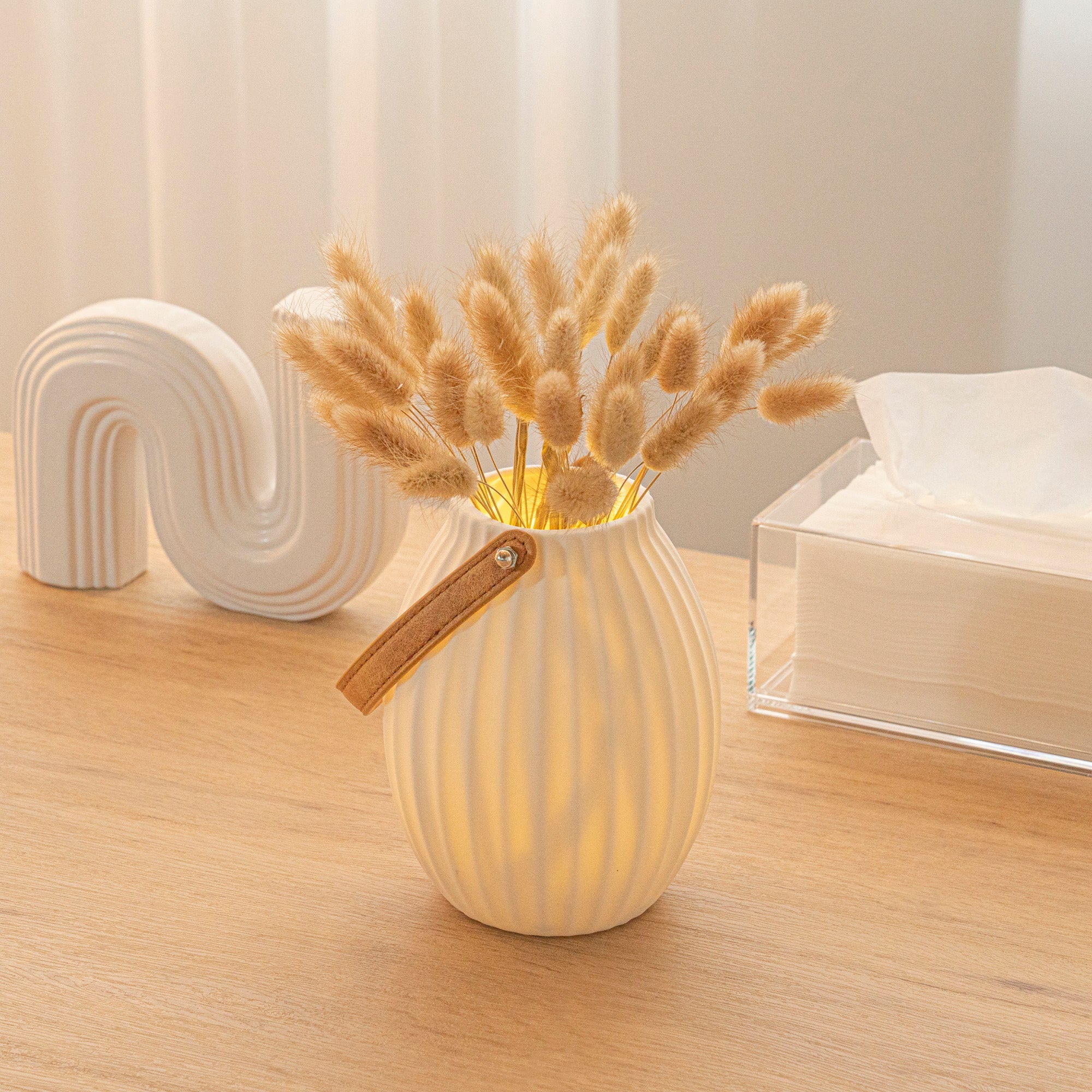 Table Art White Porcelain Lantern / Vase - with Handle - 5 1/4'' x 5 1/4'' x 6 1/2'' - 1 count box