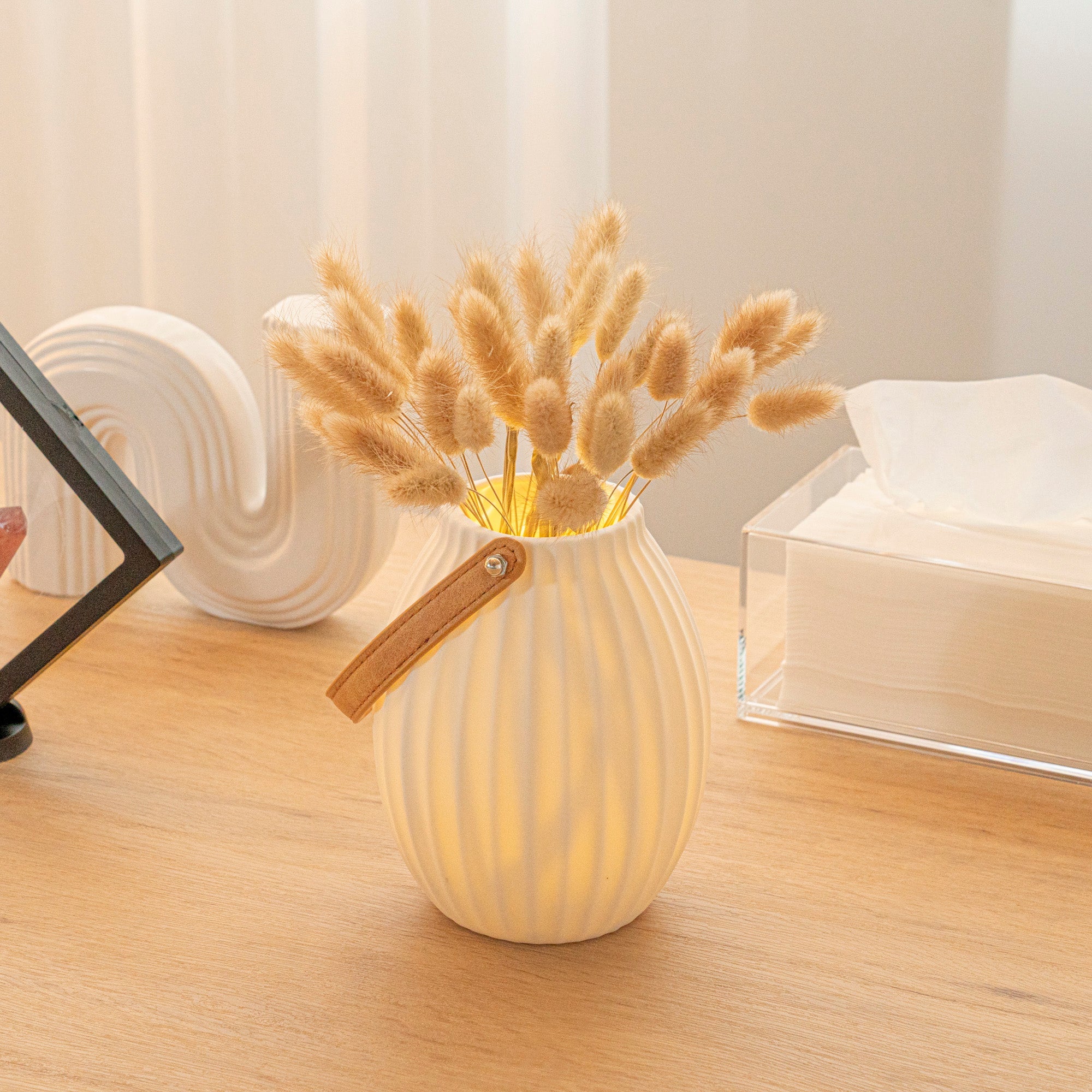 Table Art White Porcelain Lantern / Vase - with Handle - 5 1/4'' x 5 1/4'' x 6 1/2'' - 1 count box