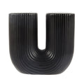 Table Art Black Ceramic U-Shaped Vase - 5 3/4'' x 2 3/4'' x 5 1/2'' - 1 count box