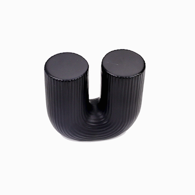 Table Art Black Ceramic U-Shaped Vase - 5 3/4'' x 2 3/4'' x 5 1/2'' - 1 count box