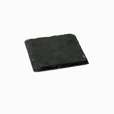 Stone Tek Square Black Slate Appetizer / Tasting Plate - 4" x 4" - 10 count box