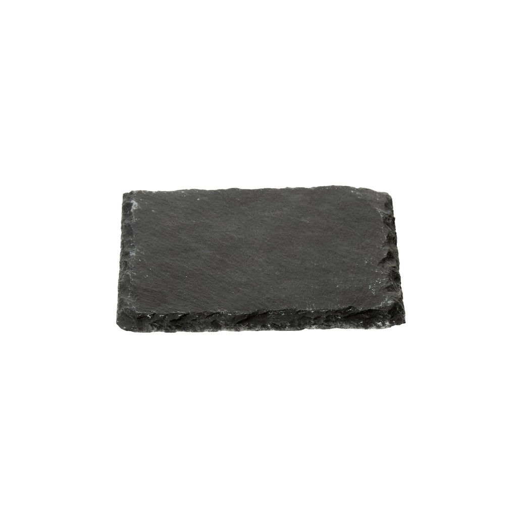 Stone Tek Square Black Slate Appetizer / Tasting Plate - 4" x 4" - 10 count box