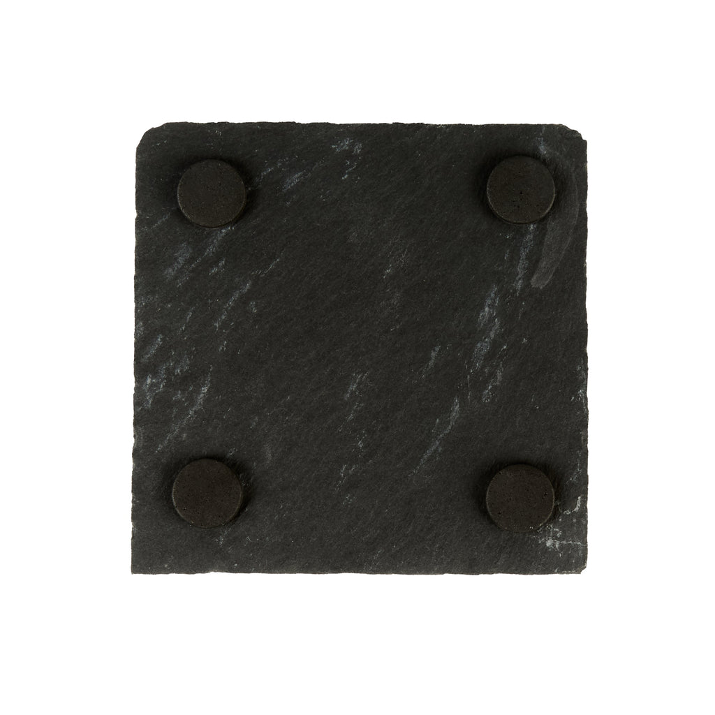 Stone Tek Square Black Slate Appetizer / Tasting Plate - 4" x 4" - 10 count box
