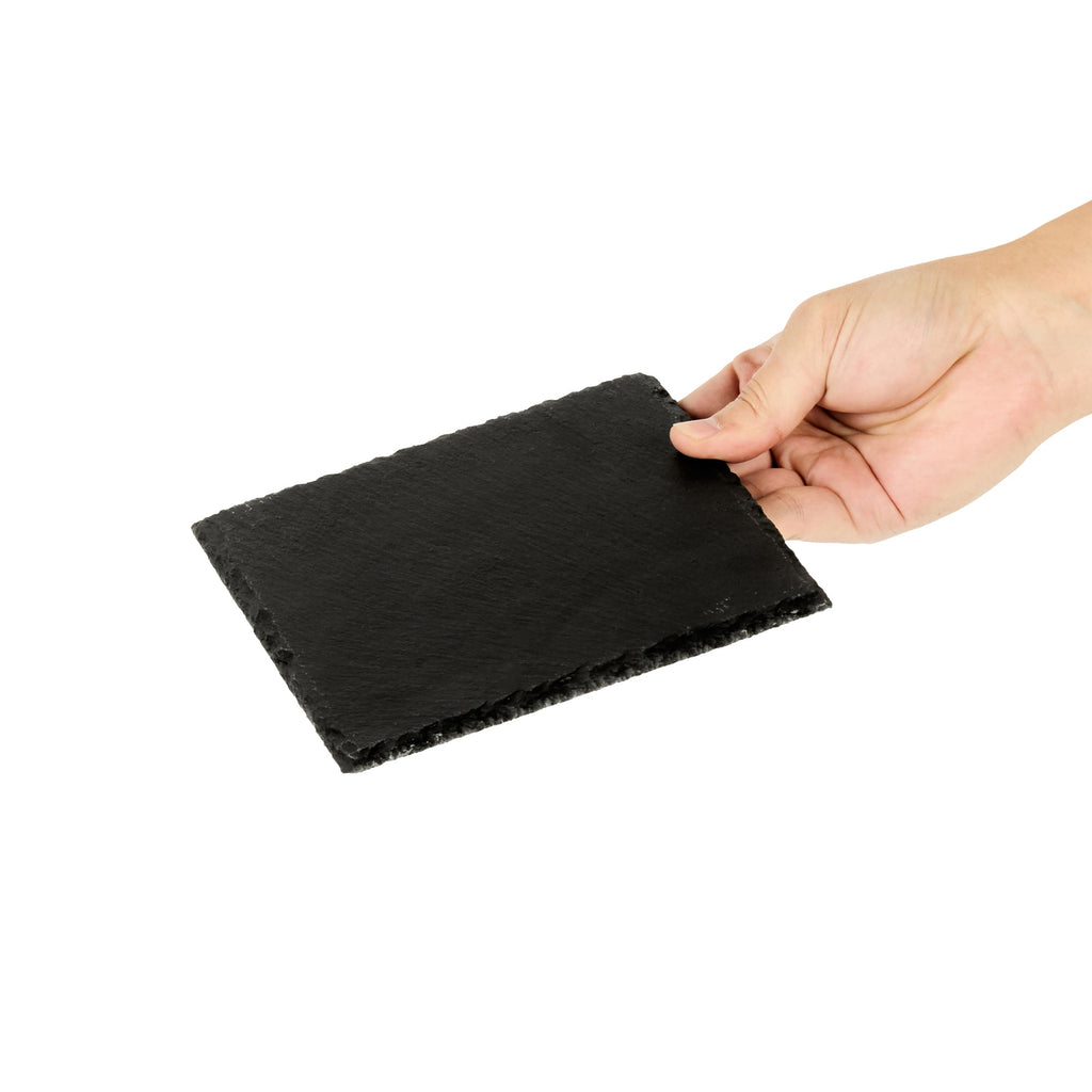 Stone Tek Square Black Slate Appetizer / Tasting Plate - 6" x 6" - 10 count box