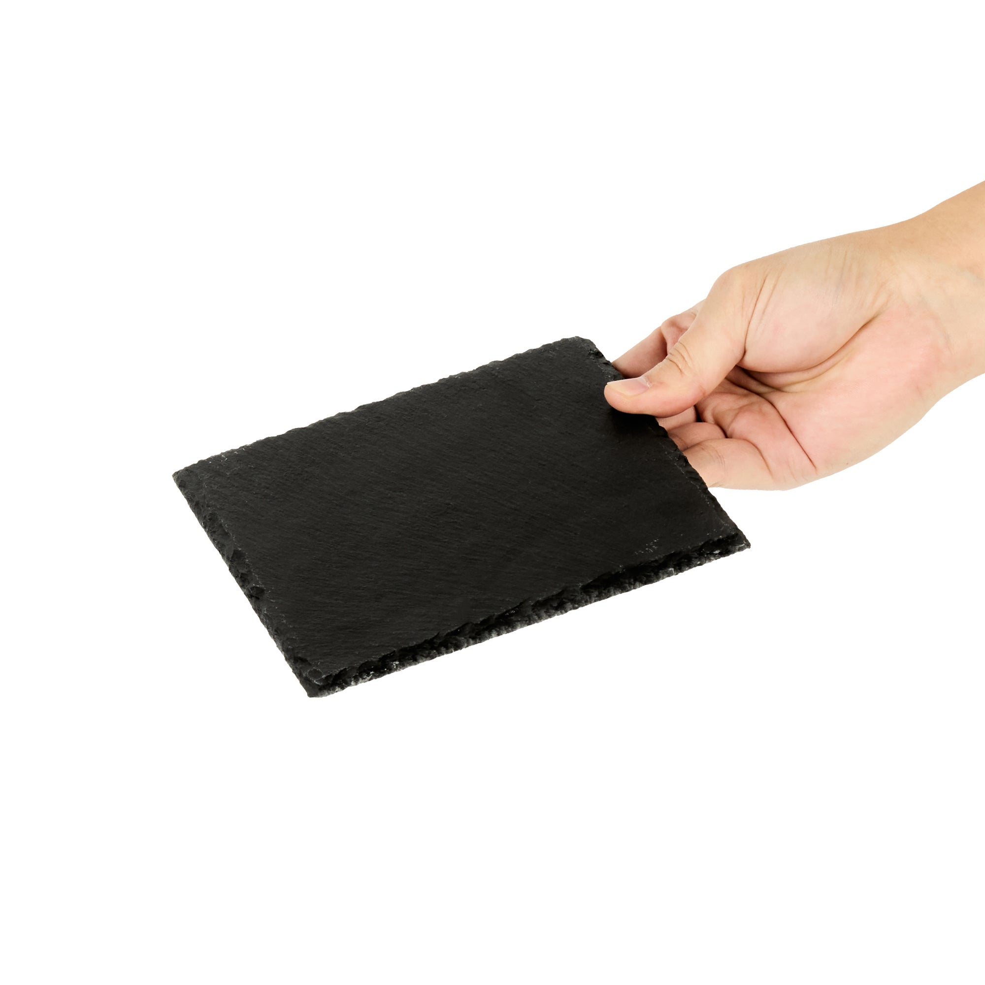 Stone Tek Square Black Slate Appetizer / Tasting Plate - 6" x 6" - 10 count box