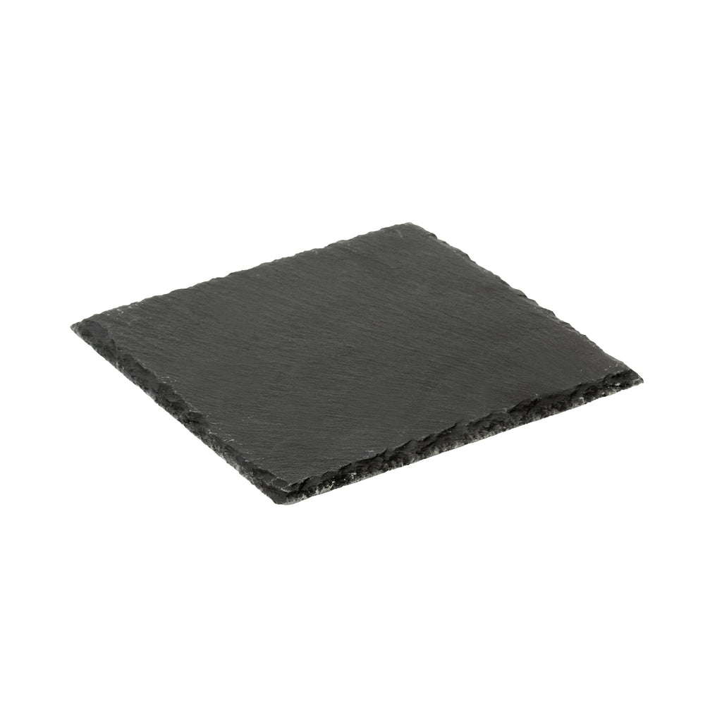 Stone Tek Square Black Slate Appetizer / Tasting Plate - 6" x 6" - 10 count box