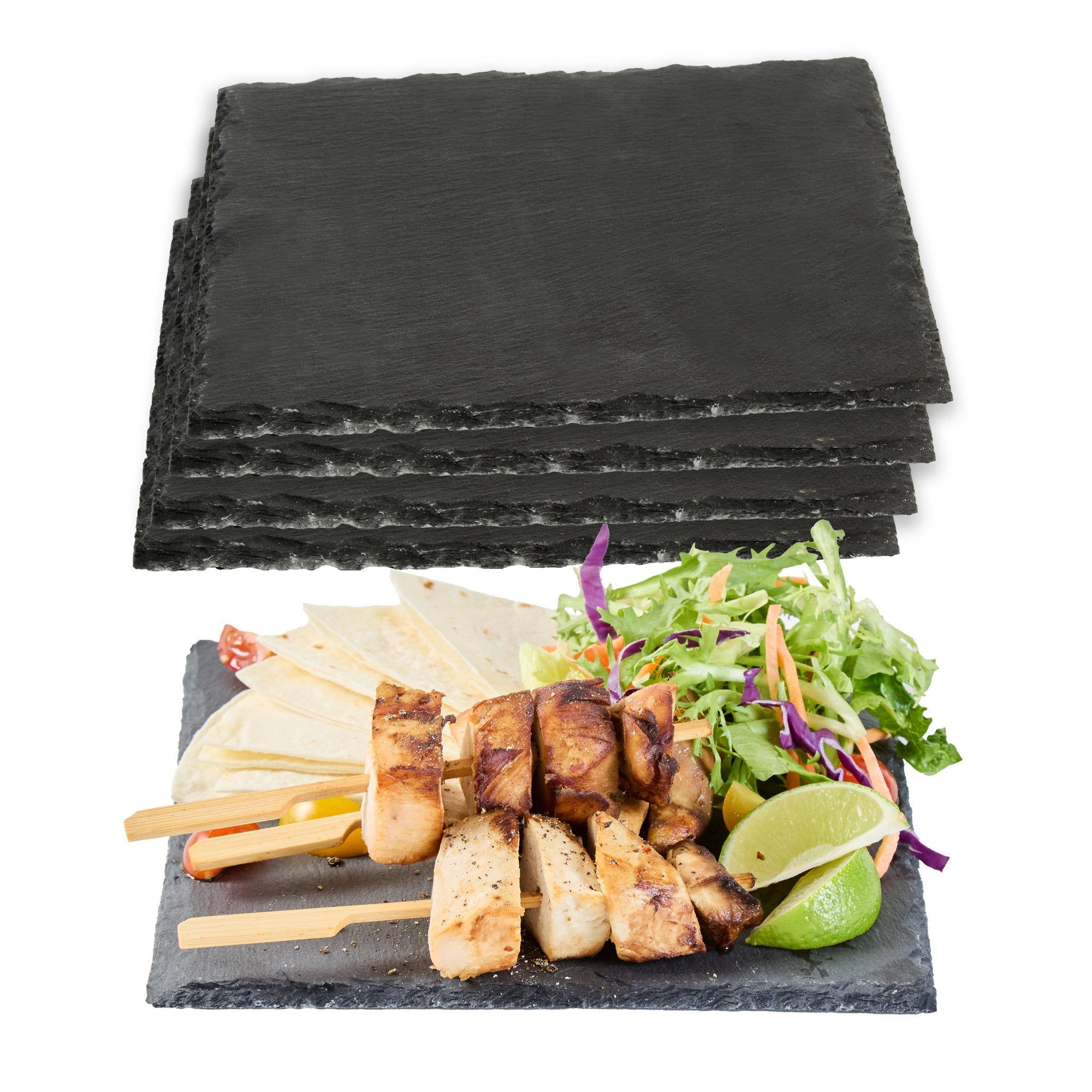 Stone Tek Square Black Slate Serving Plate - 8" x 8" - 1 count box