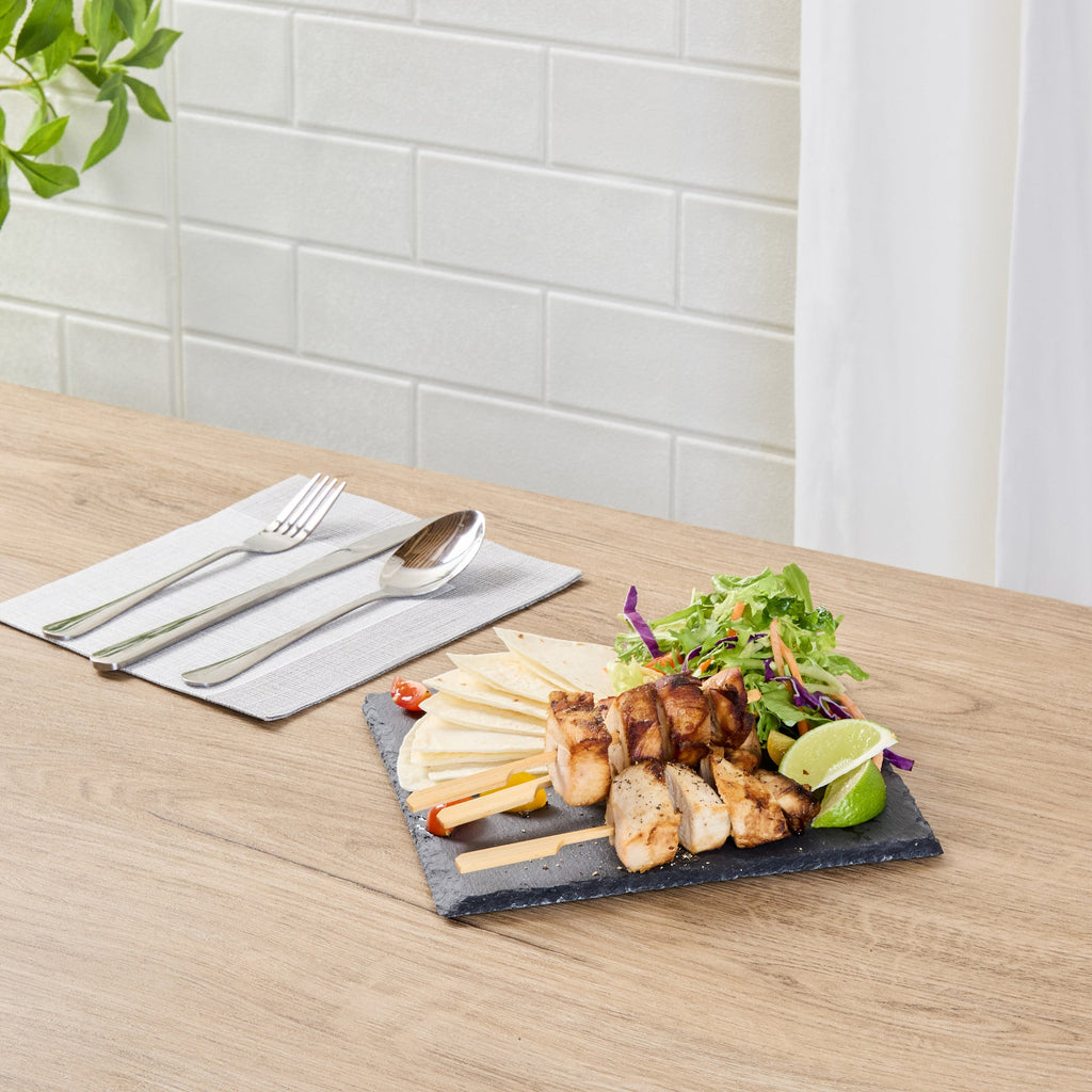 Stone Tek Square Black Slate Serving Plate - 8" x 8" - 10 count box