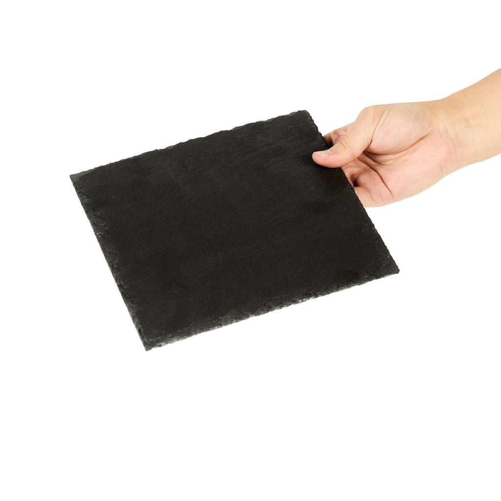 Stone Tek Square Black Slate Serving Plate - 8" x 8" - 10 count box