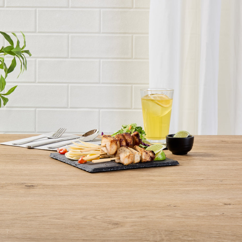 Stone Tek Square Black Slate Serving Plate - 8" x 8" - 10 count box