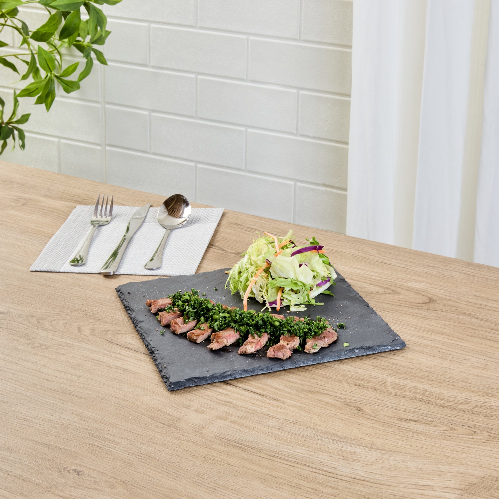 Stone Tek Square Black Slate Serving Plate - 10" x 10" - 1 count box