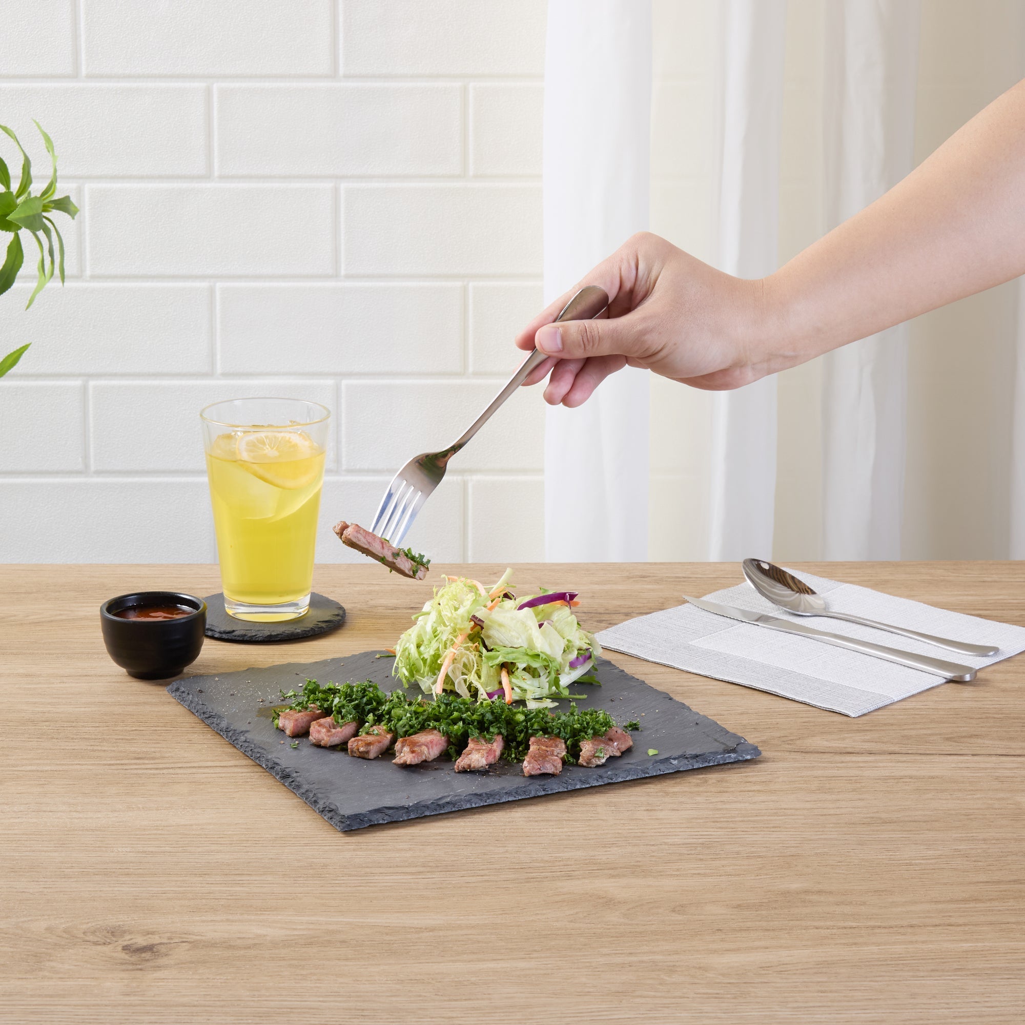 Stone Tek Square Black Slate Serving Plate - 10" x 10" - 1 count box