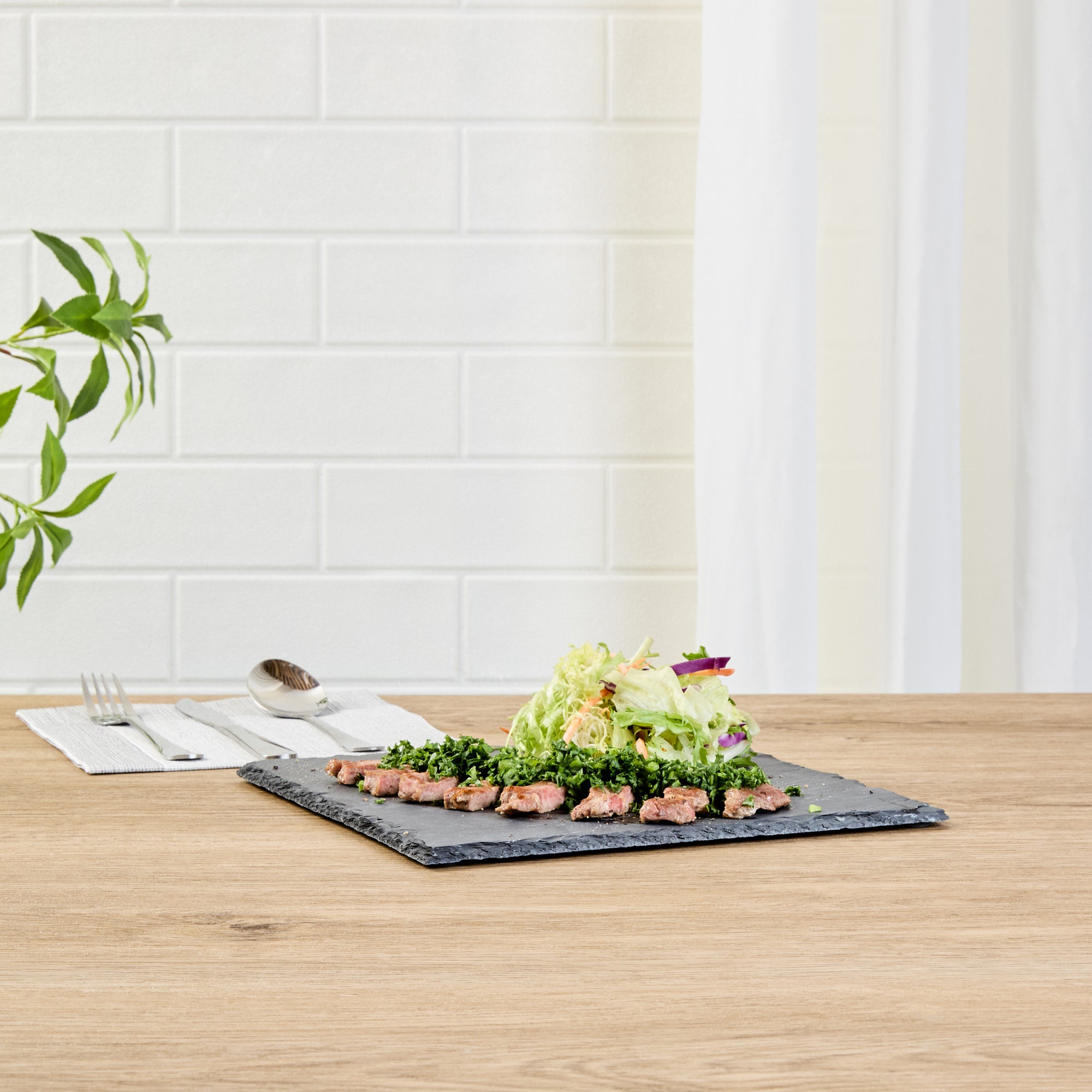 Stone Tek Square Black Slate Serving Plate - 10" x 10" - 1 count box