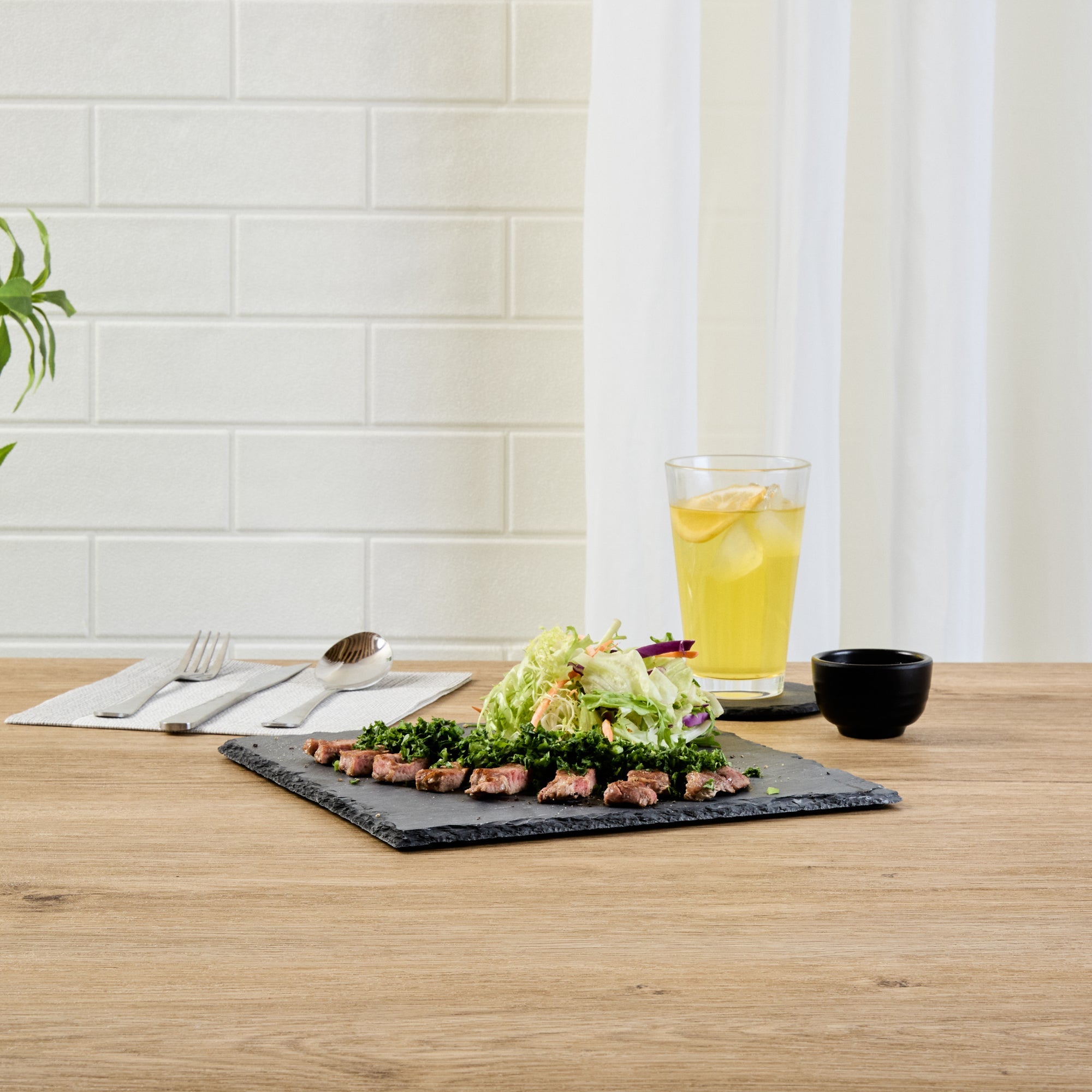 Stone Tek Square Black Slate Serving Plate - 10" x 10" - 1 count box