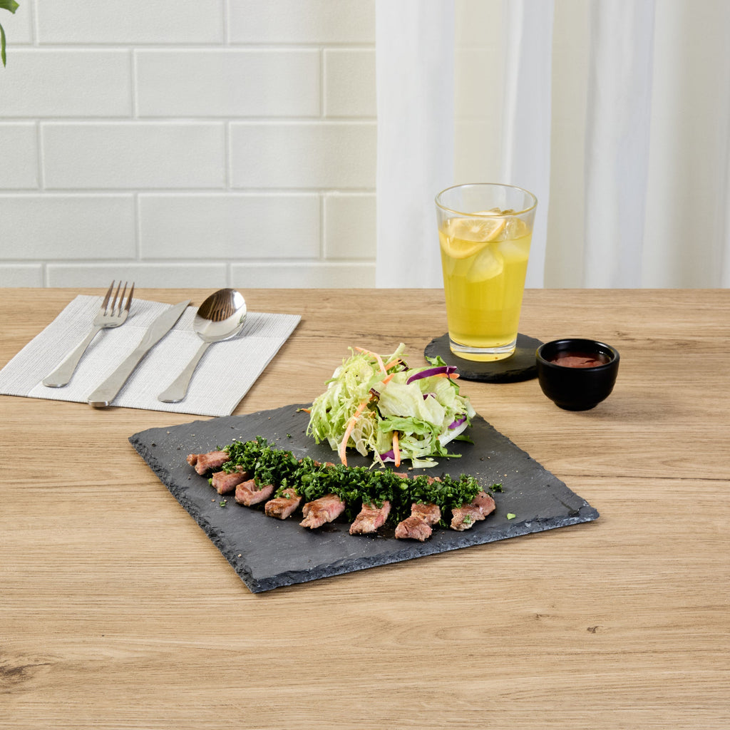 Stone Tek Square Black Slate Serving Plate - 10" x 10" - 1 count box