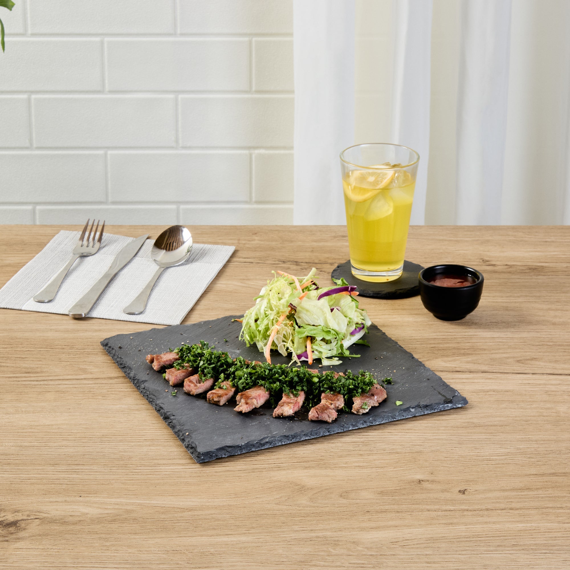 Stone Tek Square Black Slate Serving Plate - 10" x 10" - 1 count box