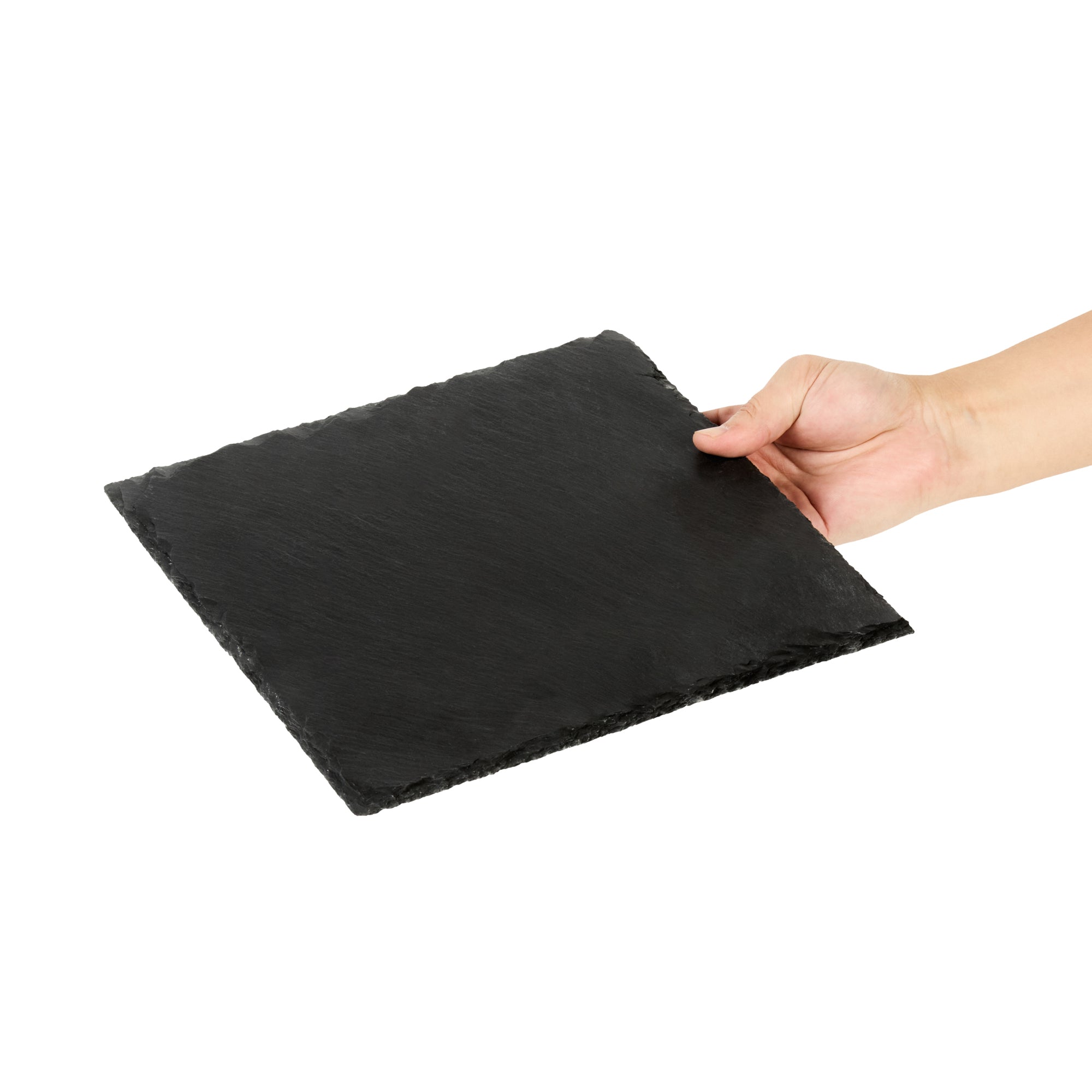 Stone Tek Square Black Slate Serving Plate - 10" x 10" - 4 count box