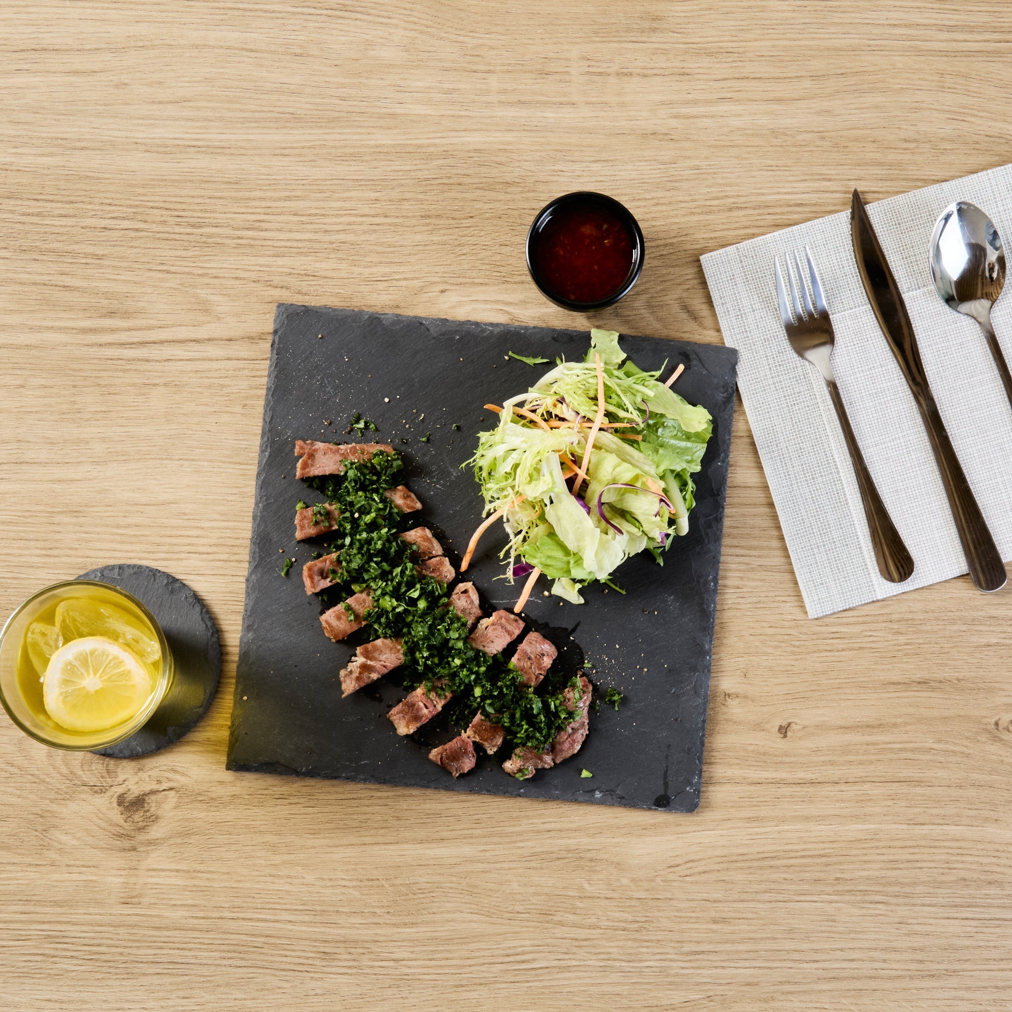 Stone Tek Square Black Slate Serving Plate - 10" x 10" - 4 count box