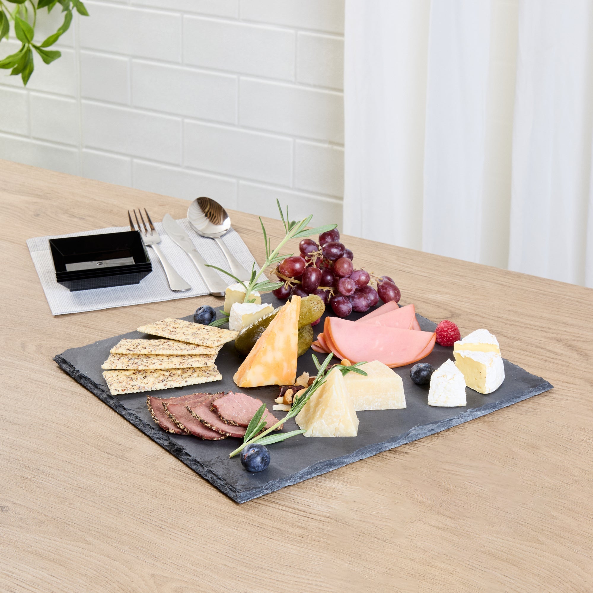 Stone Tek Square Black Slate Serving Tray - 12" x 12" - 1 count box