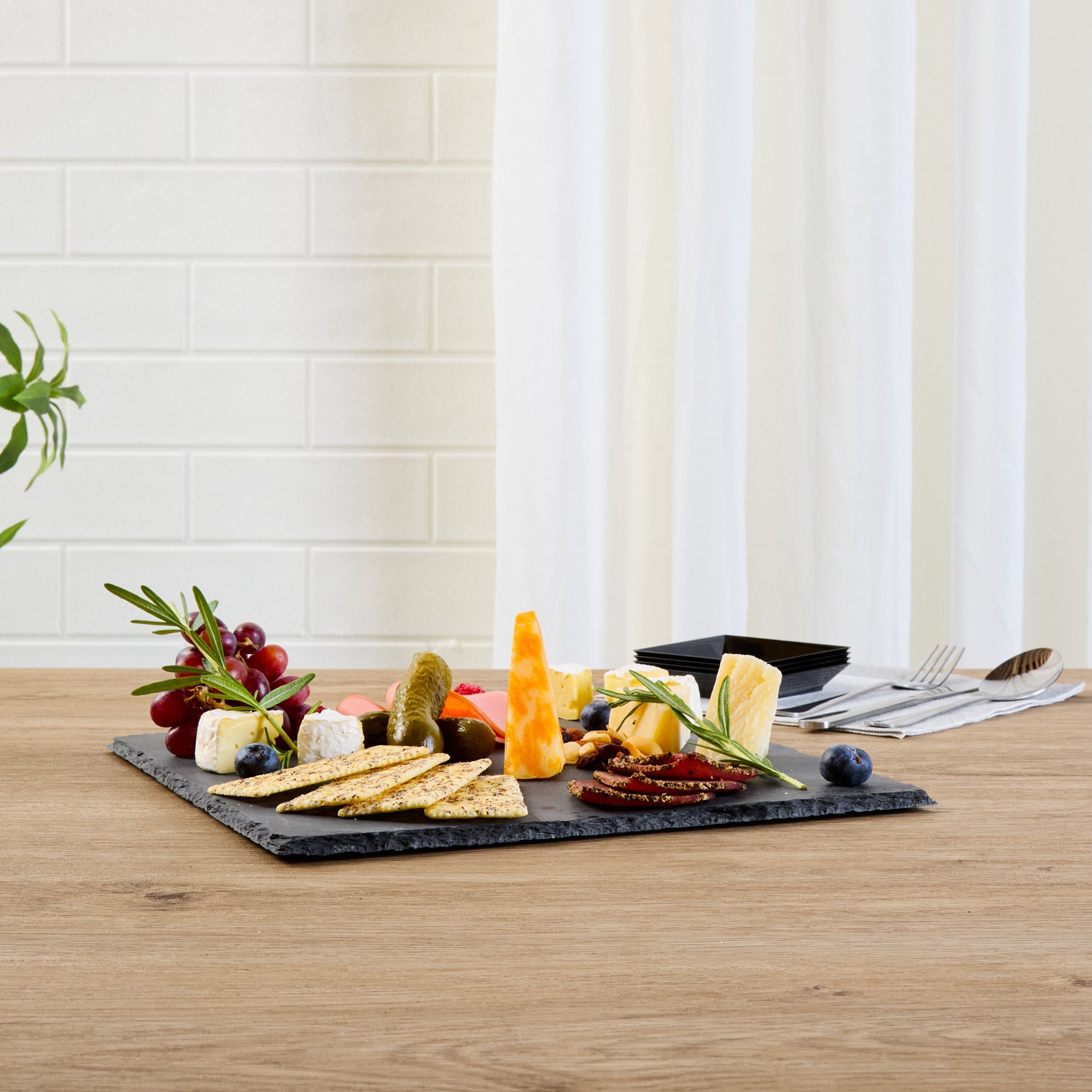 Stone Tek Square Black Slate Serving Tray - 12" x 12" - 1 count box