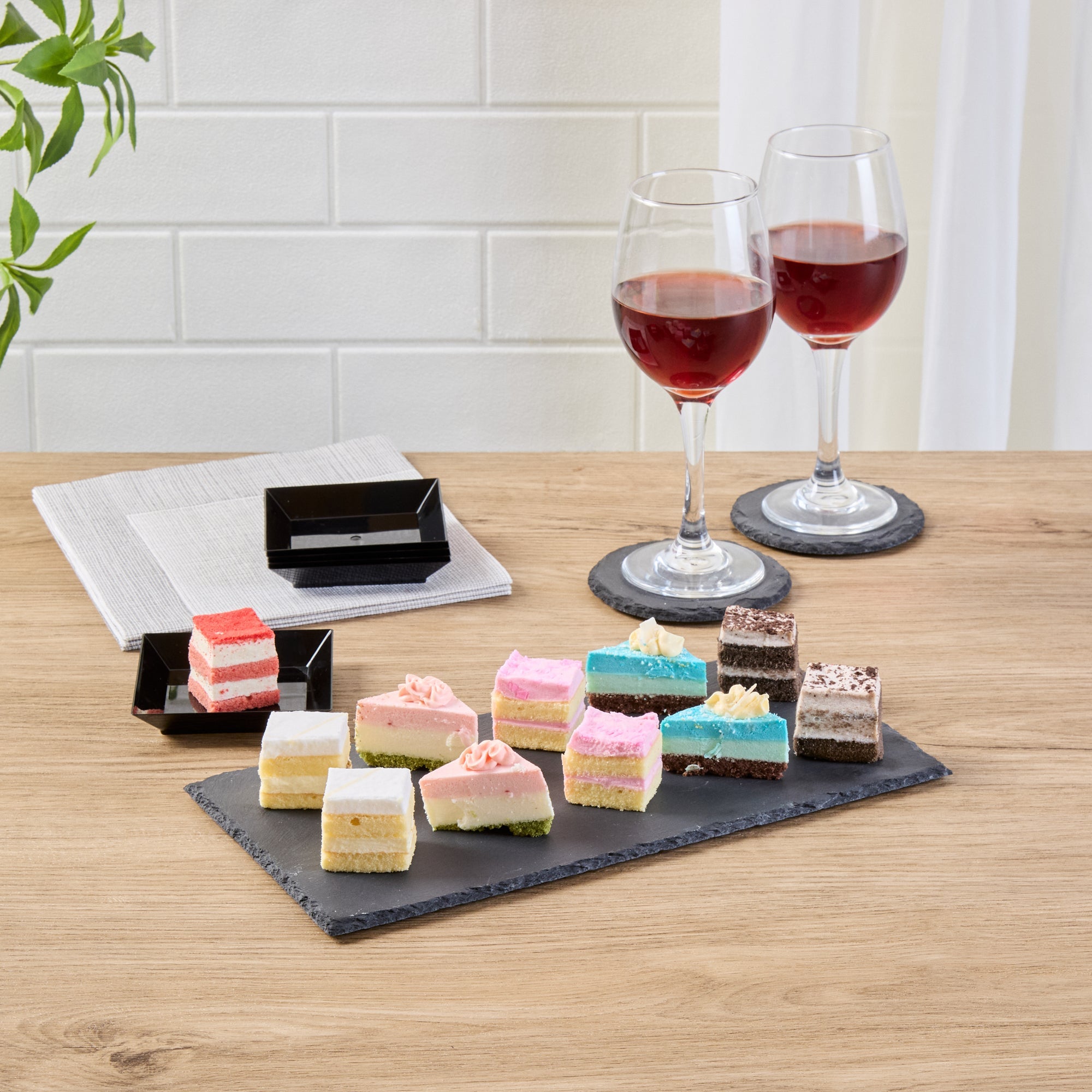 Stone Tek Rectangle Black Slate Serving Tray - 11 3/4" x 6" - 4 count box