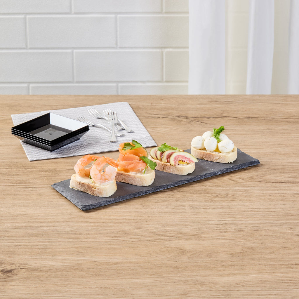 Stone Tek Rectangle Black Slate Serving Tray - 11 3/4" x 4" - 1 count box