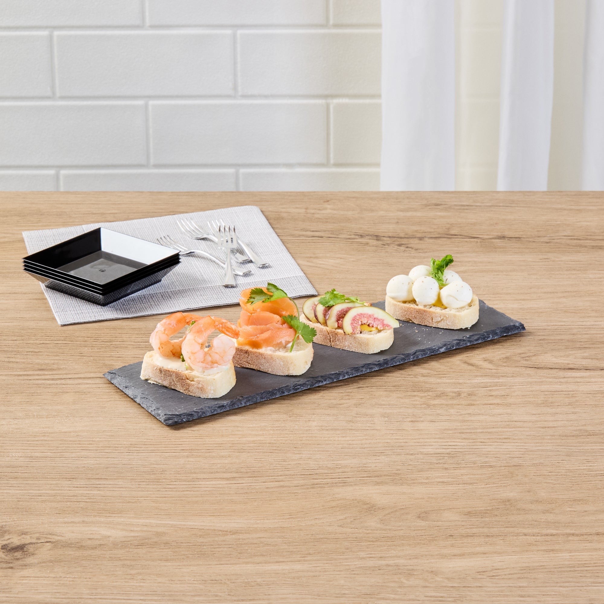 Stone Tek Rectangle Black Slate Serving Tray - 11 3/4" x 4" - 1 count box