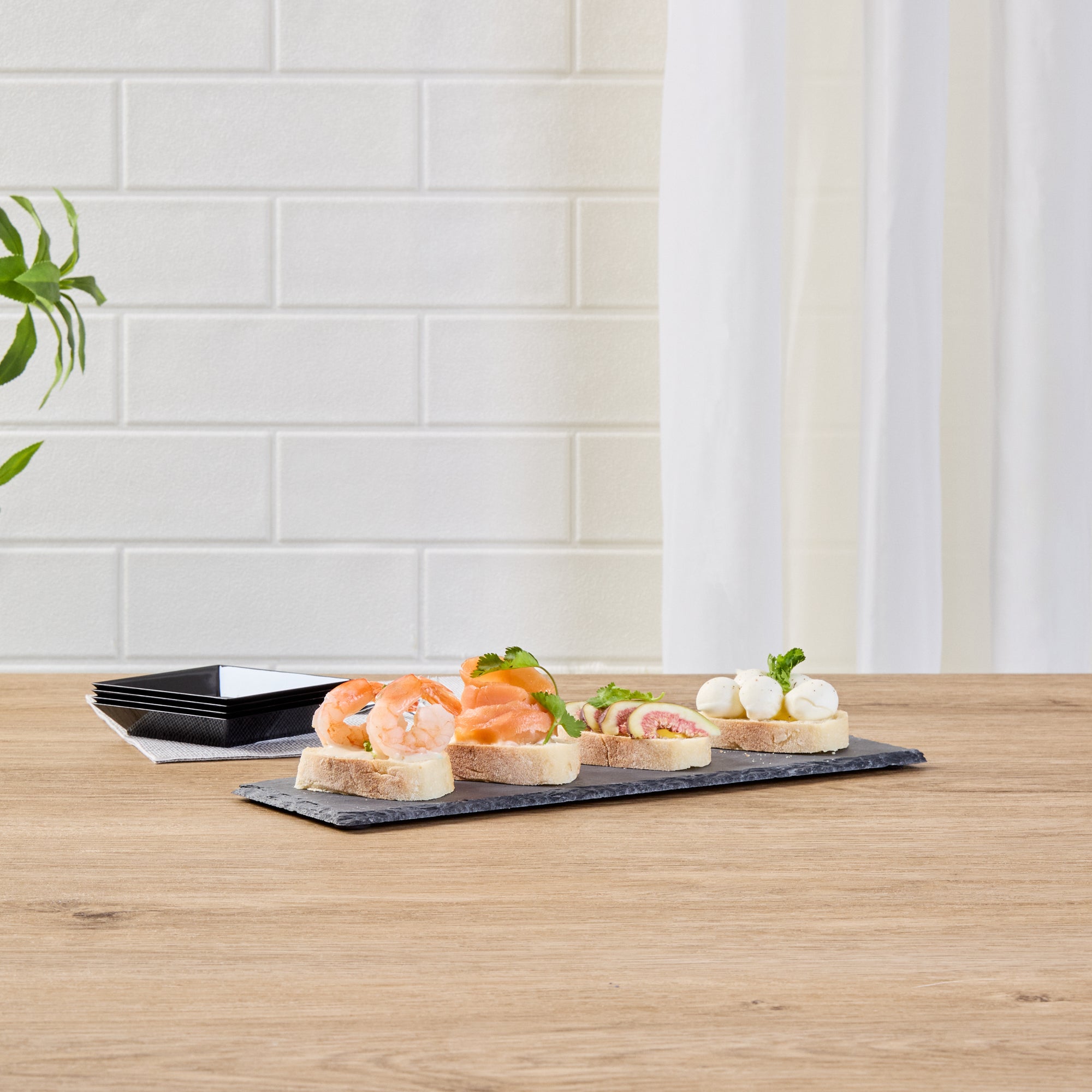Stone Tek Rectangle Black Slate Serving Tray - 11 3/4" x 4" - 1 count box