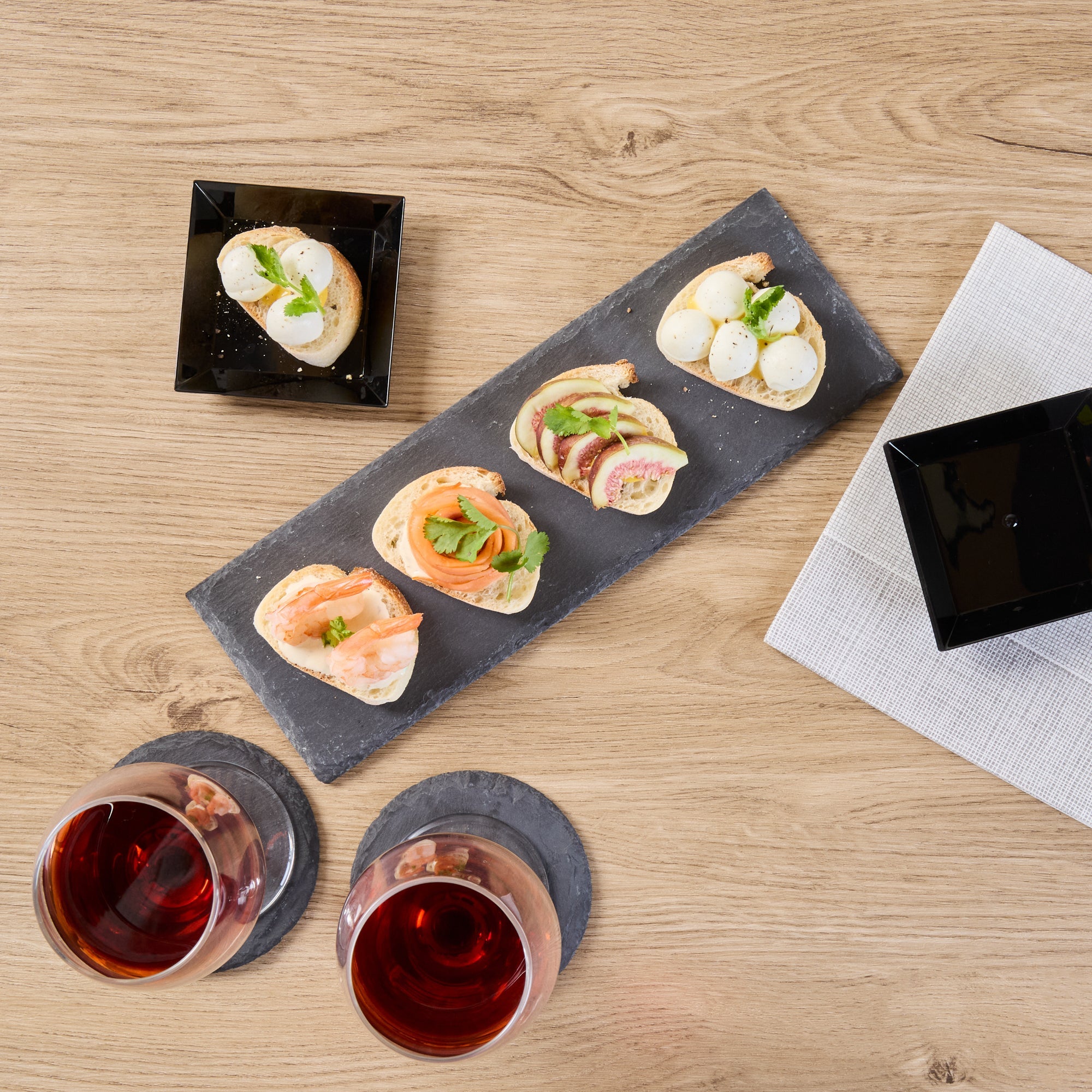 Stone Tek Rectangle Black Slate Serving Tray - 11 3/4" x 4" - 1 count box