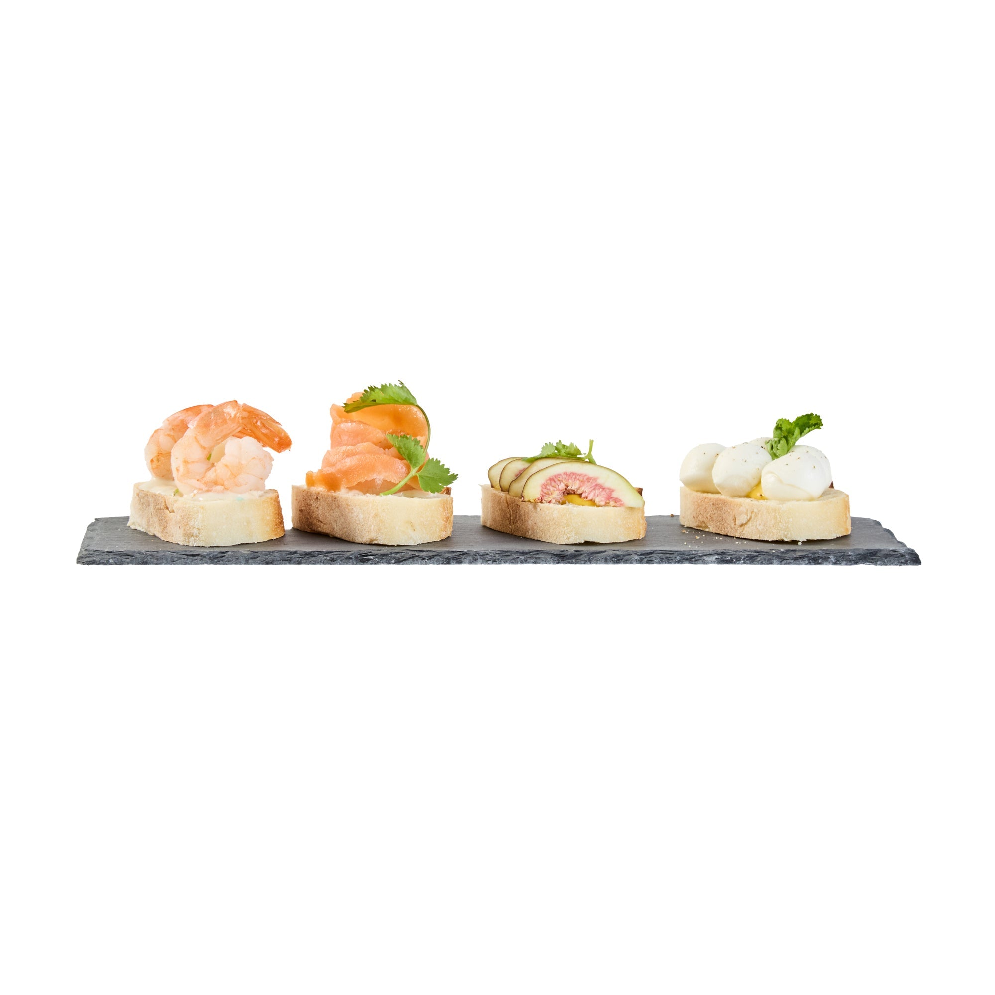 Stone Tek Rectangle Black Slate Serving Tray - 11 3/4" x 4" - 4 count box