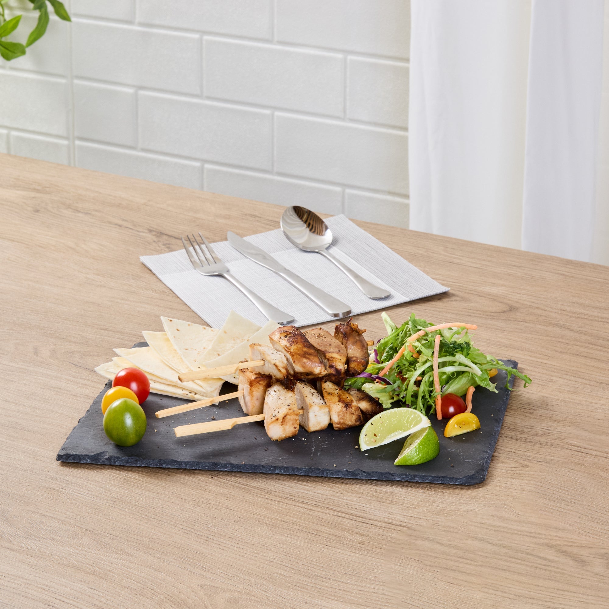 Stone Tek Rectangle Black Slate Serving Tray - 11 3/4" x 7 3/4" - 4 count box