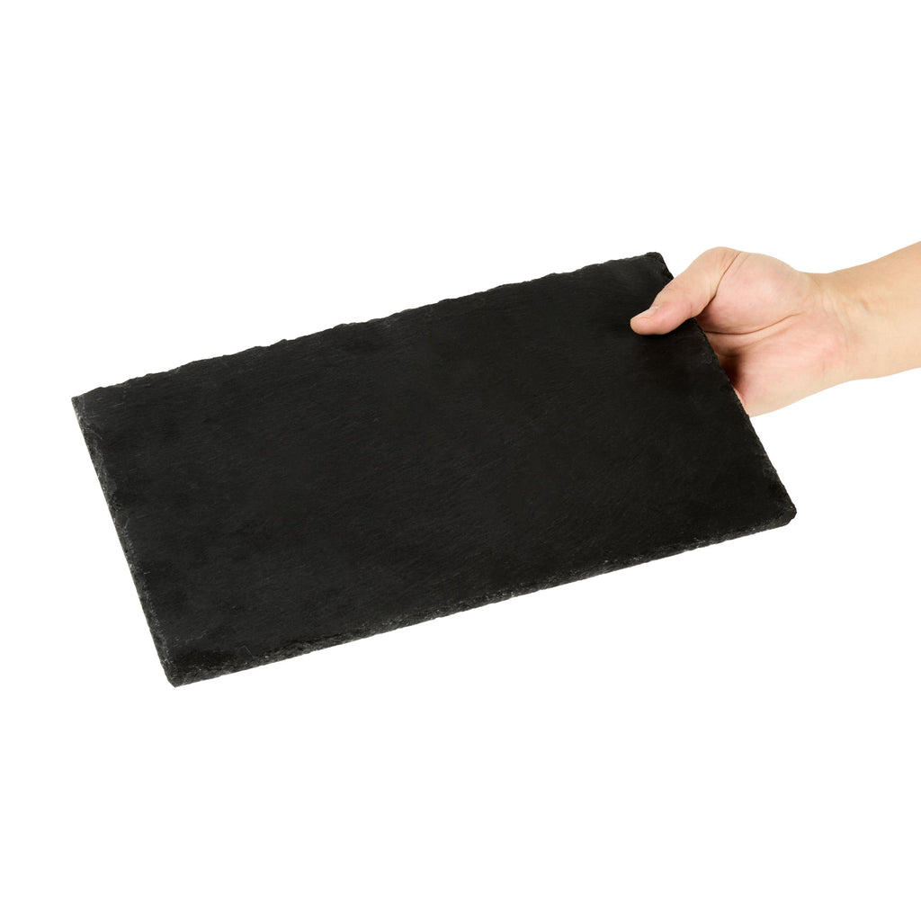 Stone Tek Rectangle Black Slate Serving Tray - 11 3/4" x 7 3/4" - 4 count box
