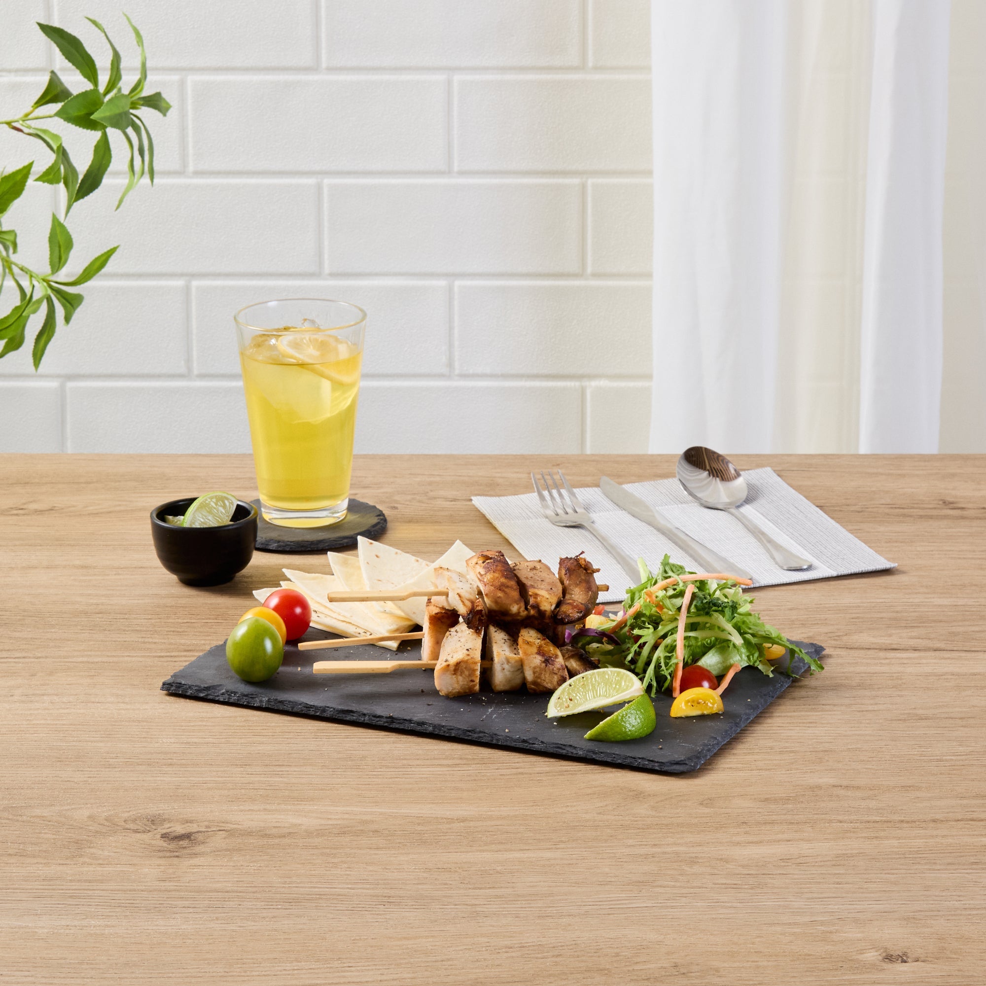 Stone Tek Rectangle Black Slate Serving Tray - 11 3/4" x 7 3/4" - 4 count box