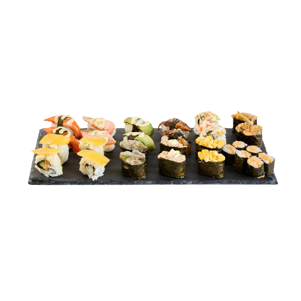 Stone Tek Rectangle Black Slate Serving Tray - 15 3/4" x 7 3/4" - 4 count box