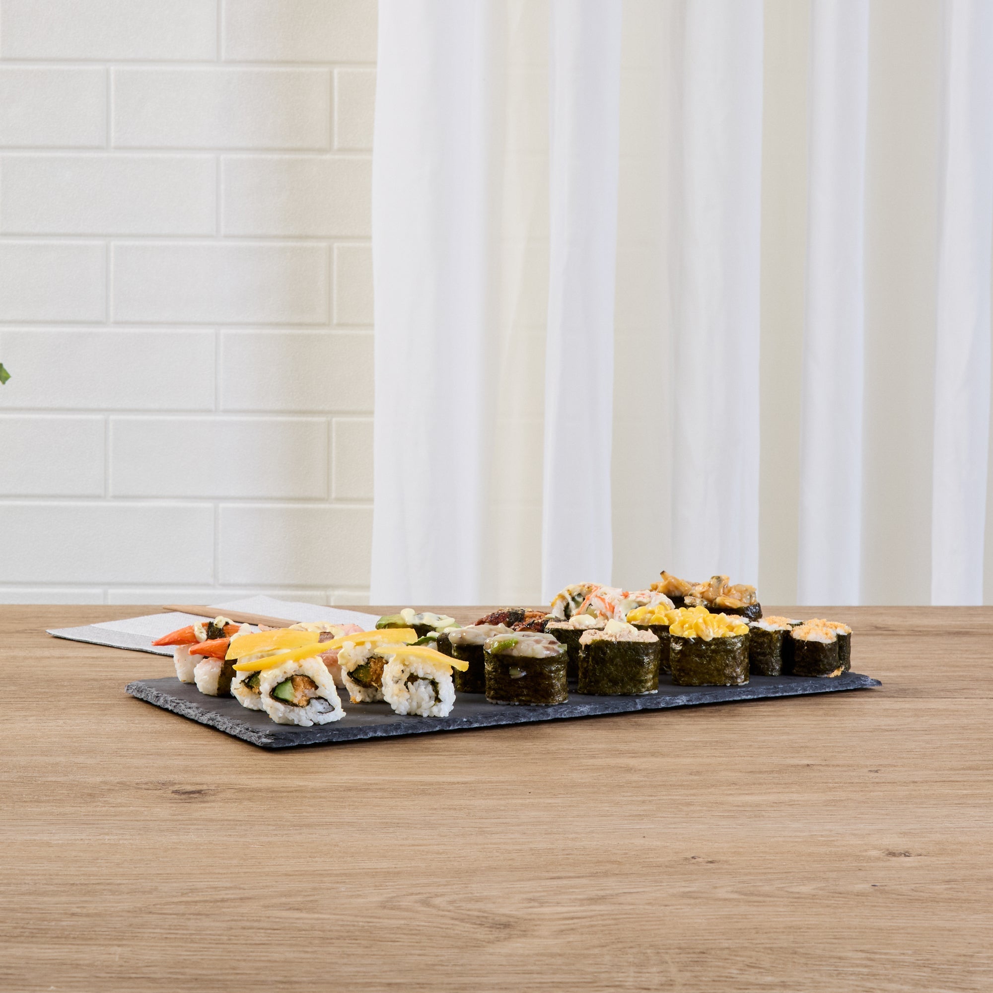 Stone Tek Rectangle Black Slate Serving Tray - 15 3/4" x 7 3/4" - 4 count box