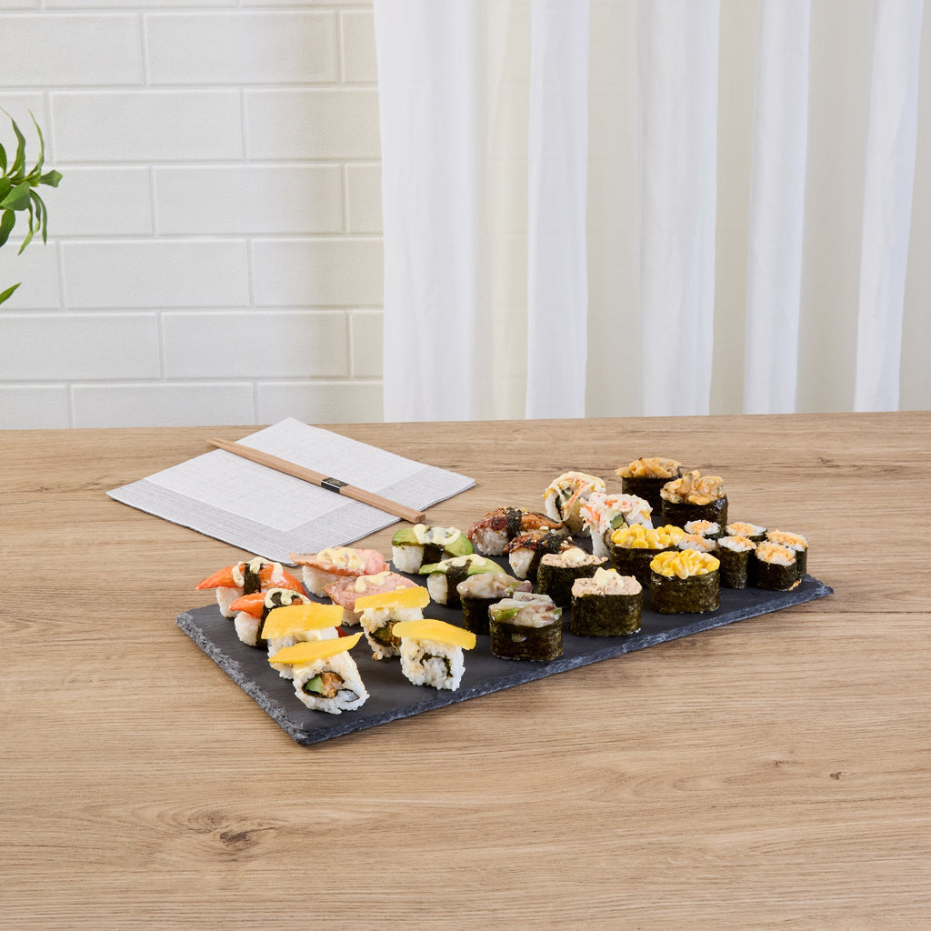 Stone Tek Rectangle Black Slate Serving Tray - 15 3/4" x 7 3/4" - 4 count box