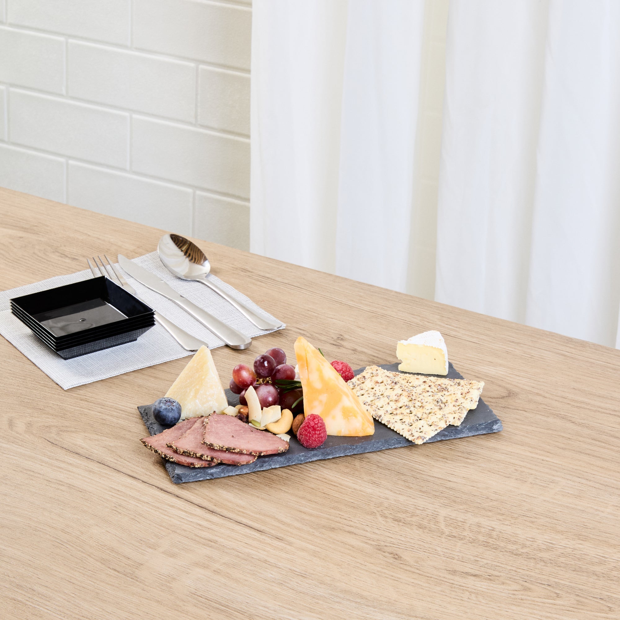 Stone Tek Rectangle Black Slate Serving Plate - 9 3/4" x 4 3/4" - 1 count box