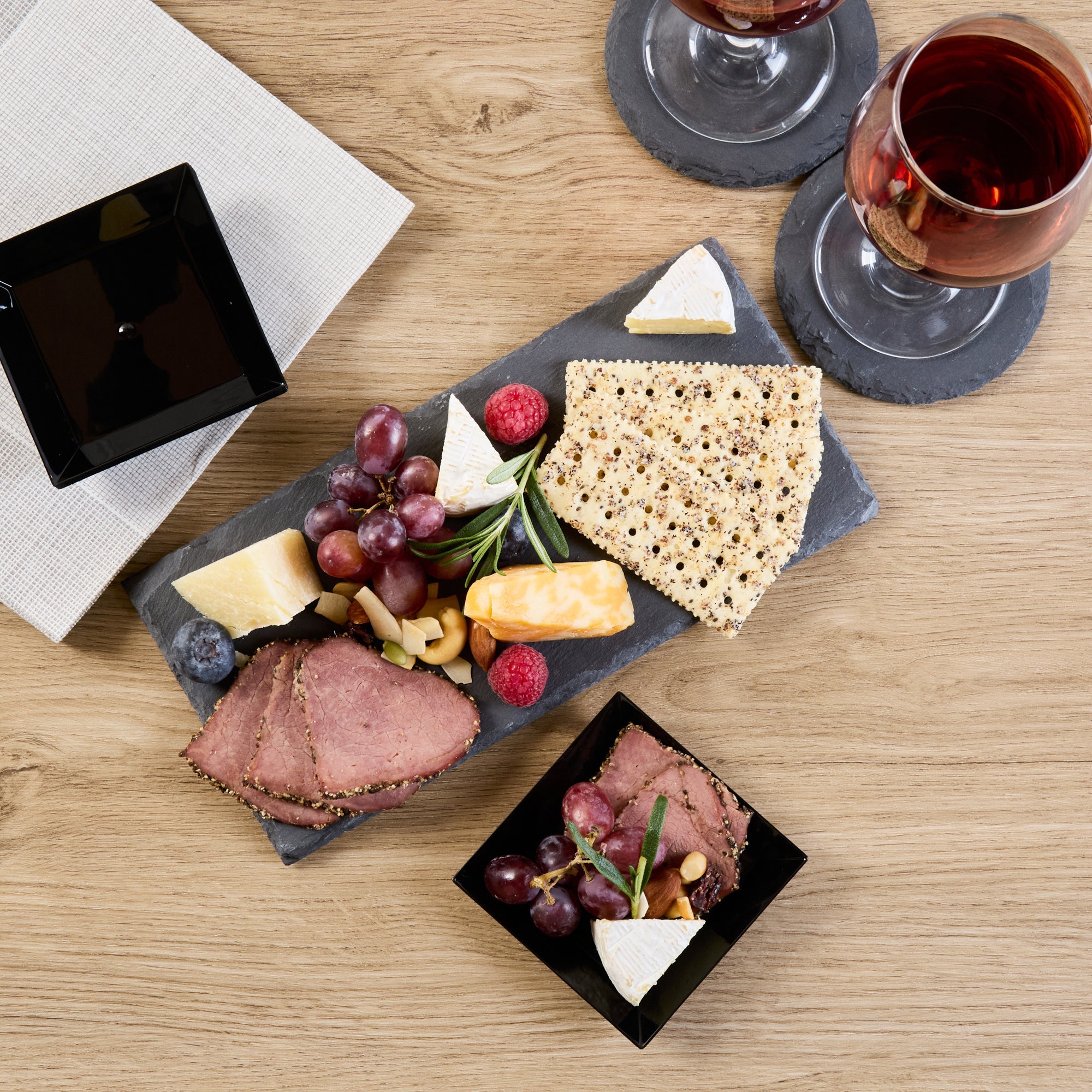Stone Tek Rectangle Black Slate Serving Plate - 9 3/4" x 4 3/4" - 1 count box