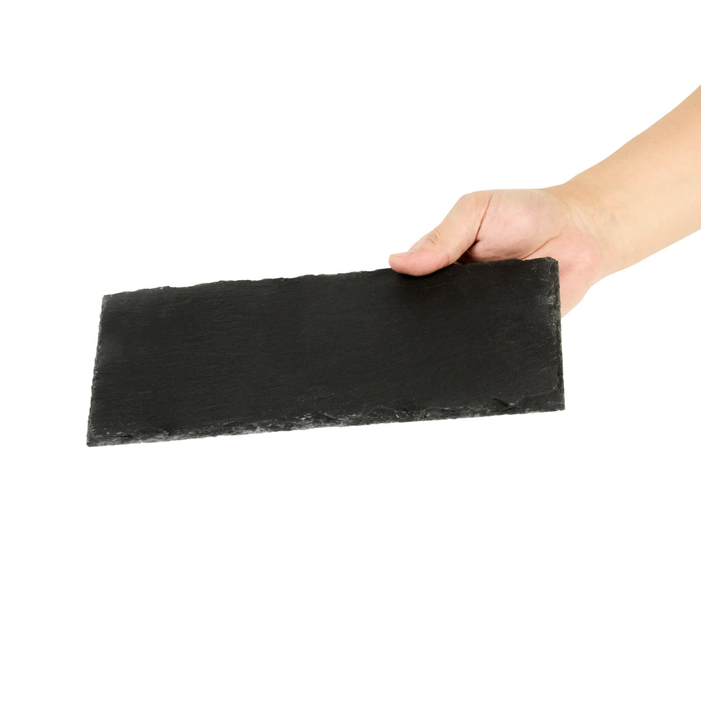 Stone Tek Rectangle Black Slate Serving Plate - 9 3/4" x 4 3/4" - 4 count box