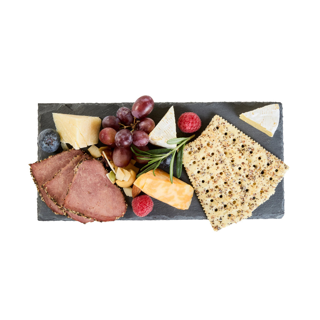 Stone Tek Rectangle Black Slate Serving Plate - 9 3/4" x 4 3/4" - 4 count box