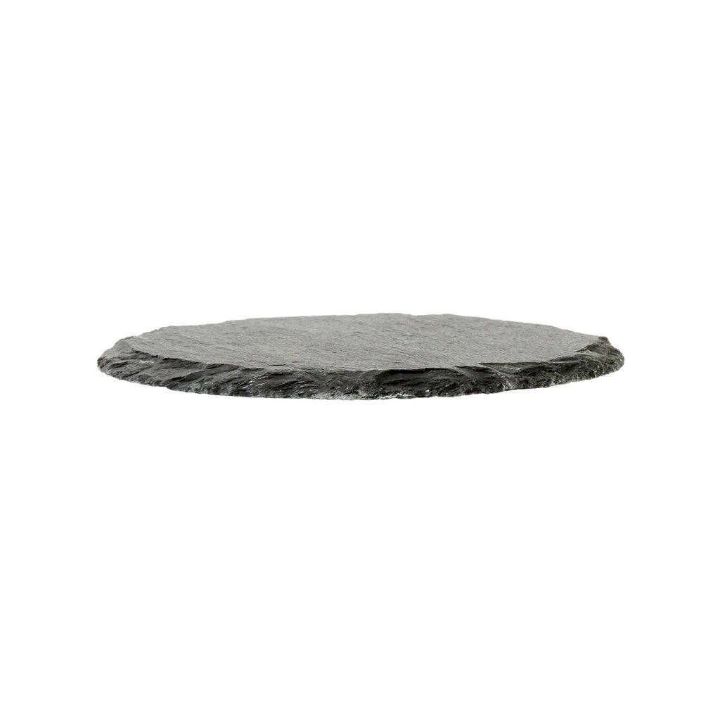 Stone Tek Round Black Slate Appetizer / Tasting Plate - 4" x 4" - 10 count box