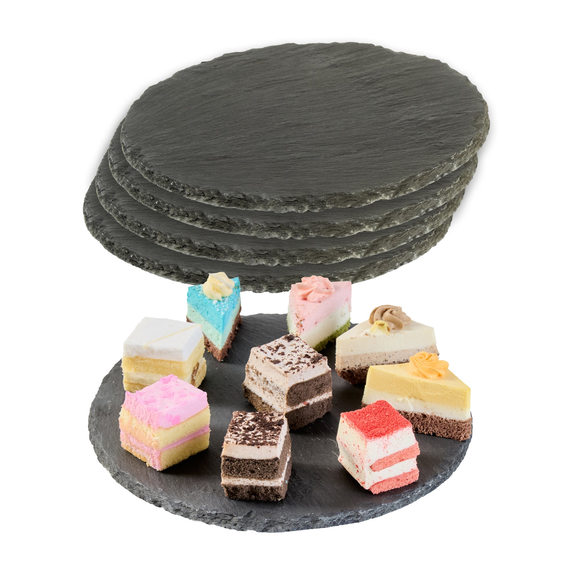 Stone Tek Round Black Slate Serving Plate - 7 3/4" x 7 3/4" - 1 count box