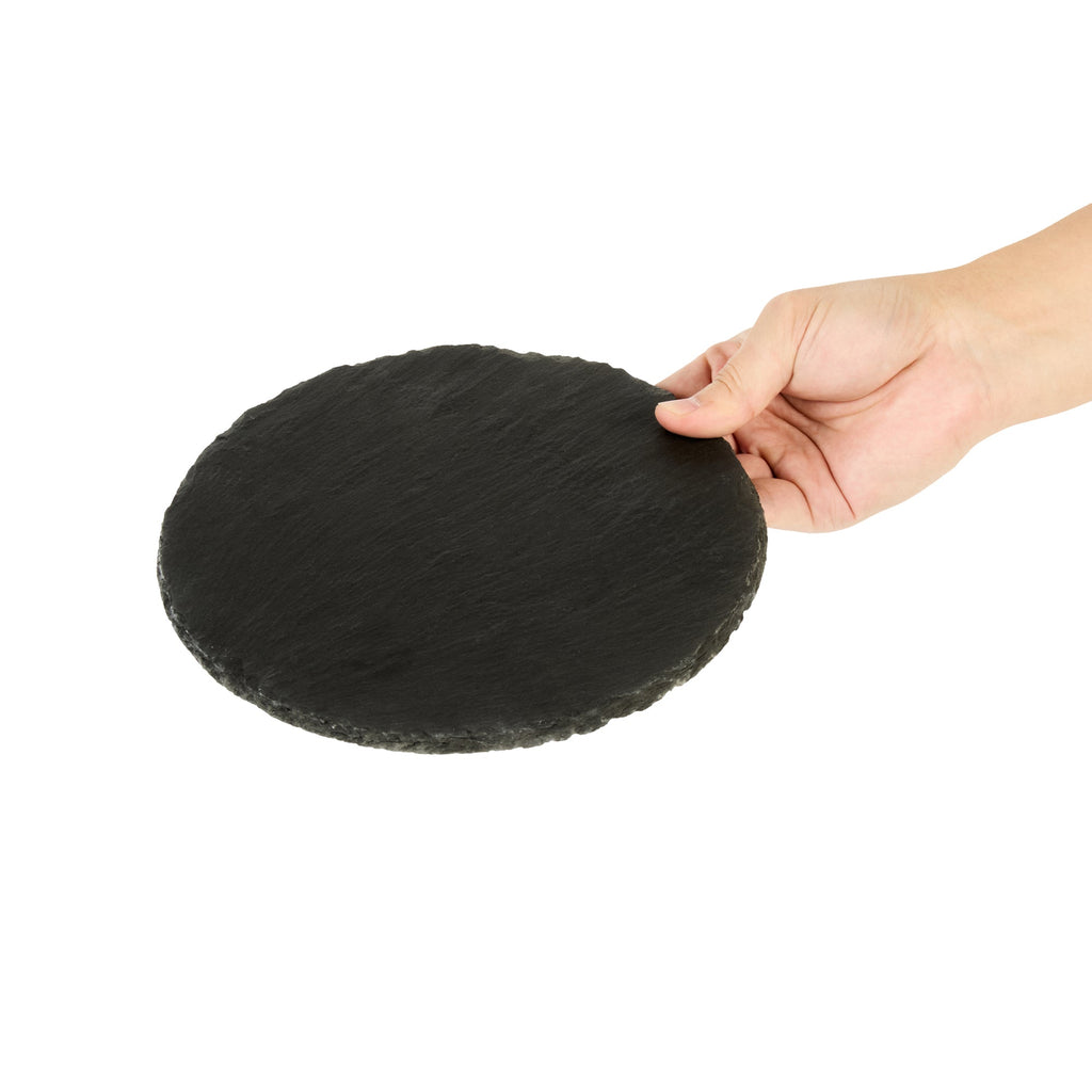 Stone Tek Round Black Slate Serving Plate - 7 3/4" x 7 3/4" - 10 count box