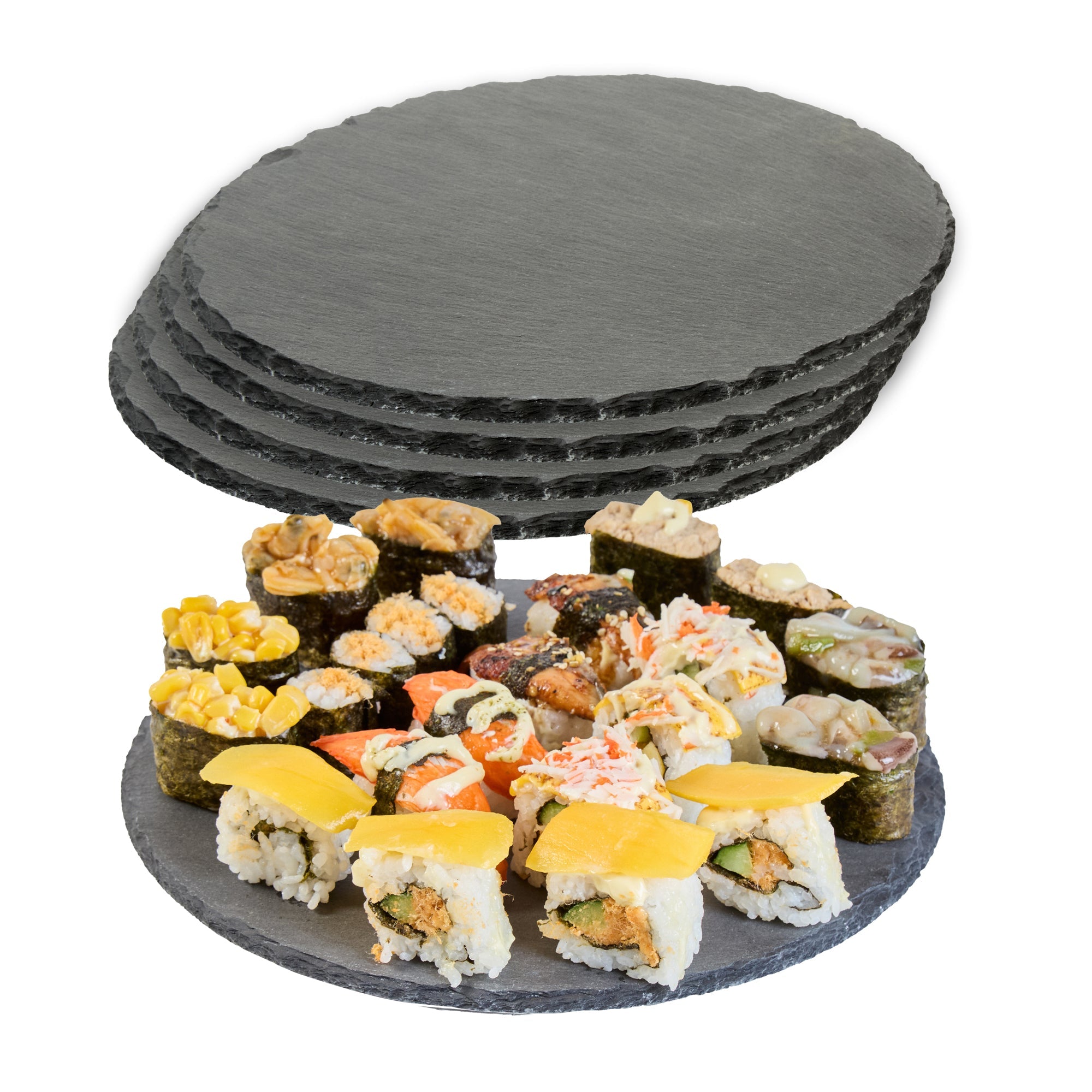 Stone Tek Round Black Slate Serving Plate - 9 3/4" x 9 3/4" - 1 count box