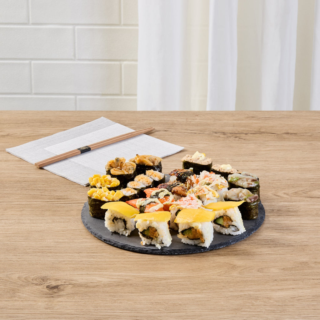 Stone Tek Round Black Slate Serving Plate - 9 3/4" x 9 3/4" - 1 count box