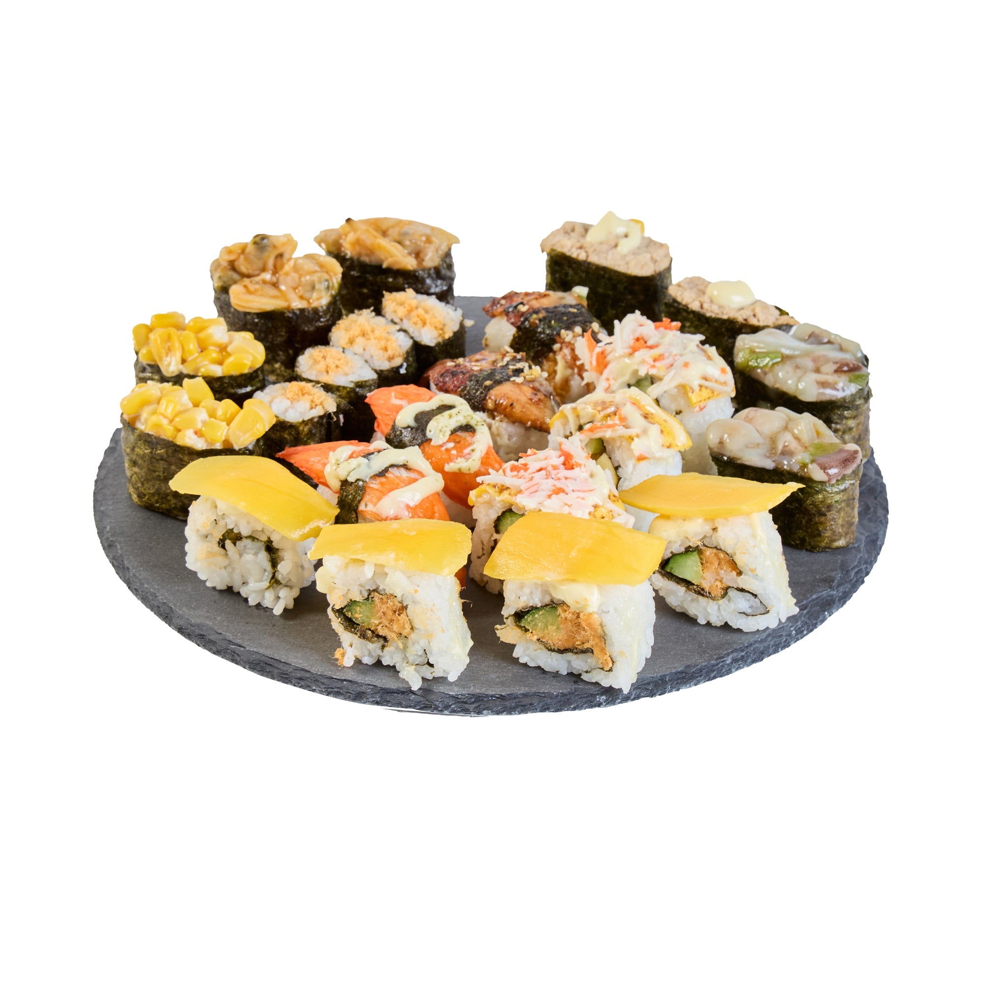 Stone Tek Round Black Slate Serving Plate - 9 3/4" x 9 3/4" - 4 count box