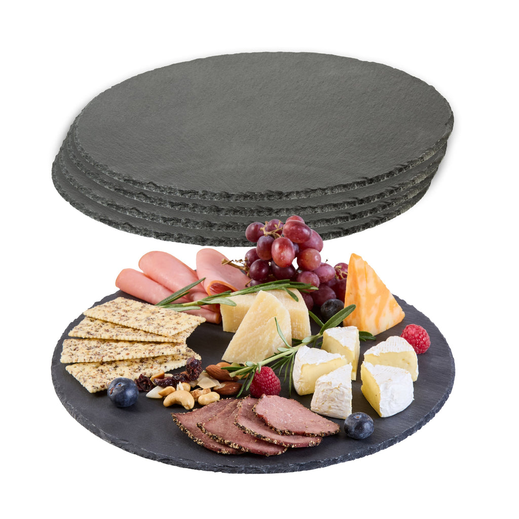 Stone Tek Round Black Slate Serving Tray - 11 3/4" x 11 3/4" - 1 count box