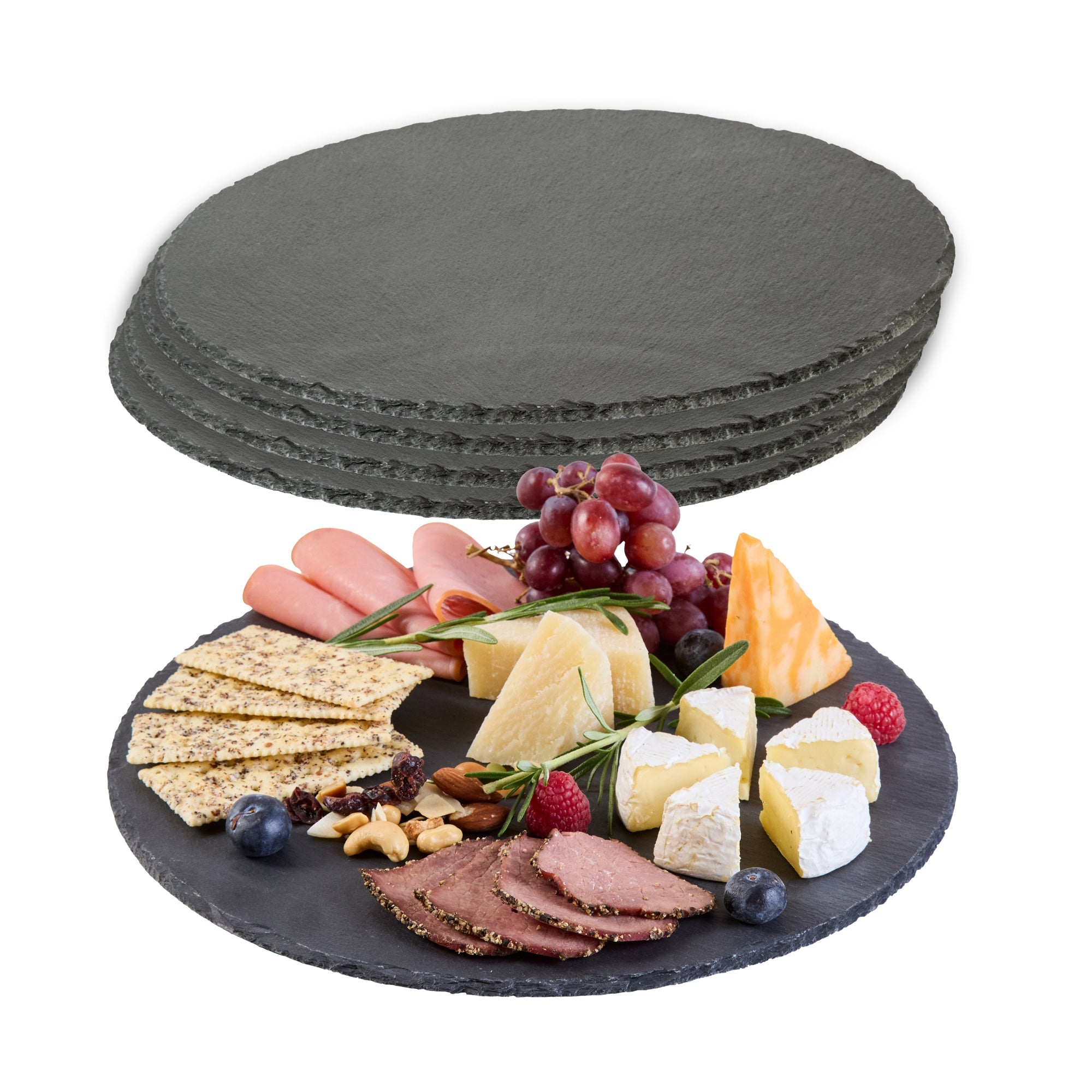 Stone Tek Round Black Slate Serving Tray - 11 3/4" x 11 3/4" - 1 count box